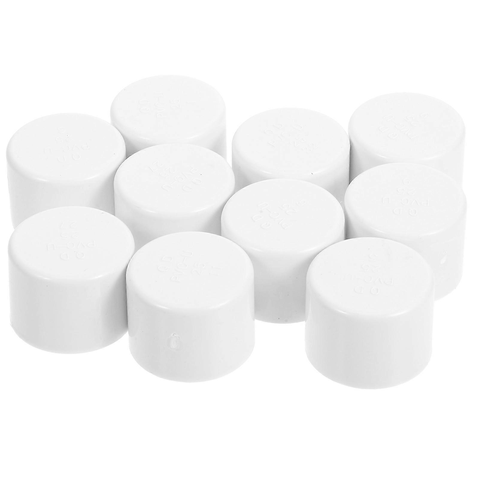 White Pvc Pipe Fitting Coupling Cap For Garden Support Structure 10Pcs