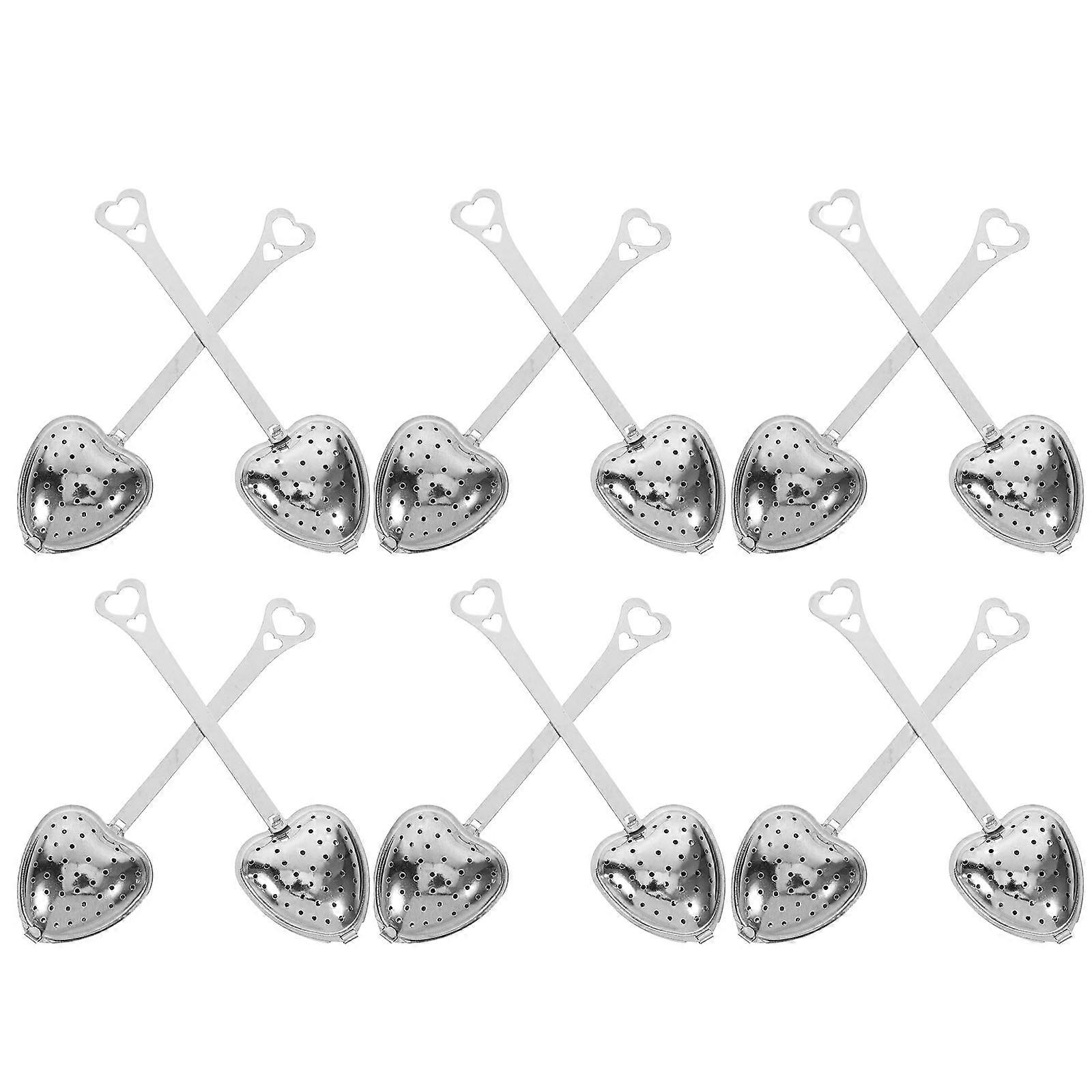 Convenient Tea Leaf Strainer Stainless Steel Heart Shape for Tea Lovers 12Pcs