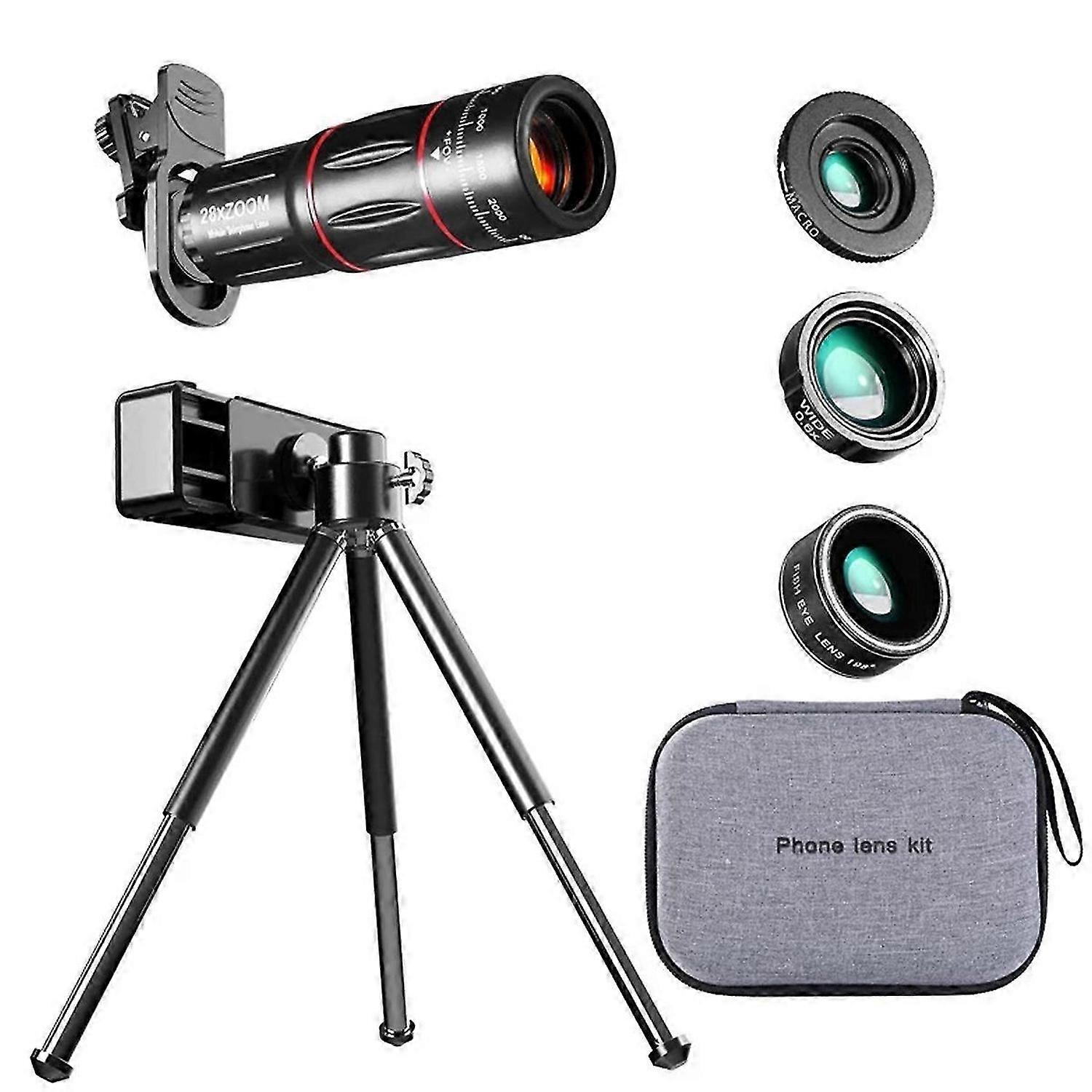28X HD Mobile Phone Camera Lens Telescope Zoom Macro Lens for iPhone Samsung Smartphone Fish Eye Len