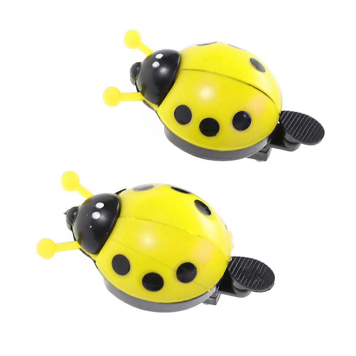 Bike Ladybug Bells Small Bike Bell Cycling Handlebar Ring Sound Horn Alarm Beetle Shape Yellow 2Pack
