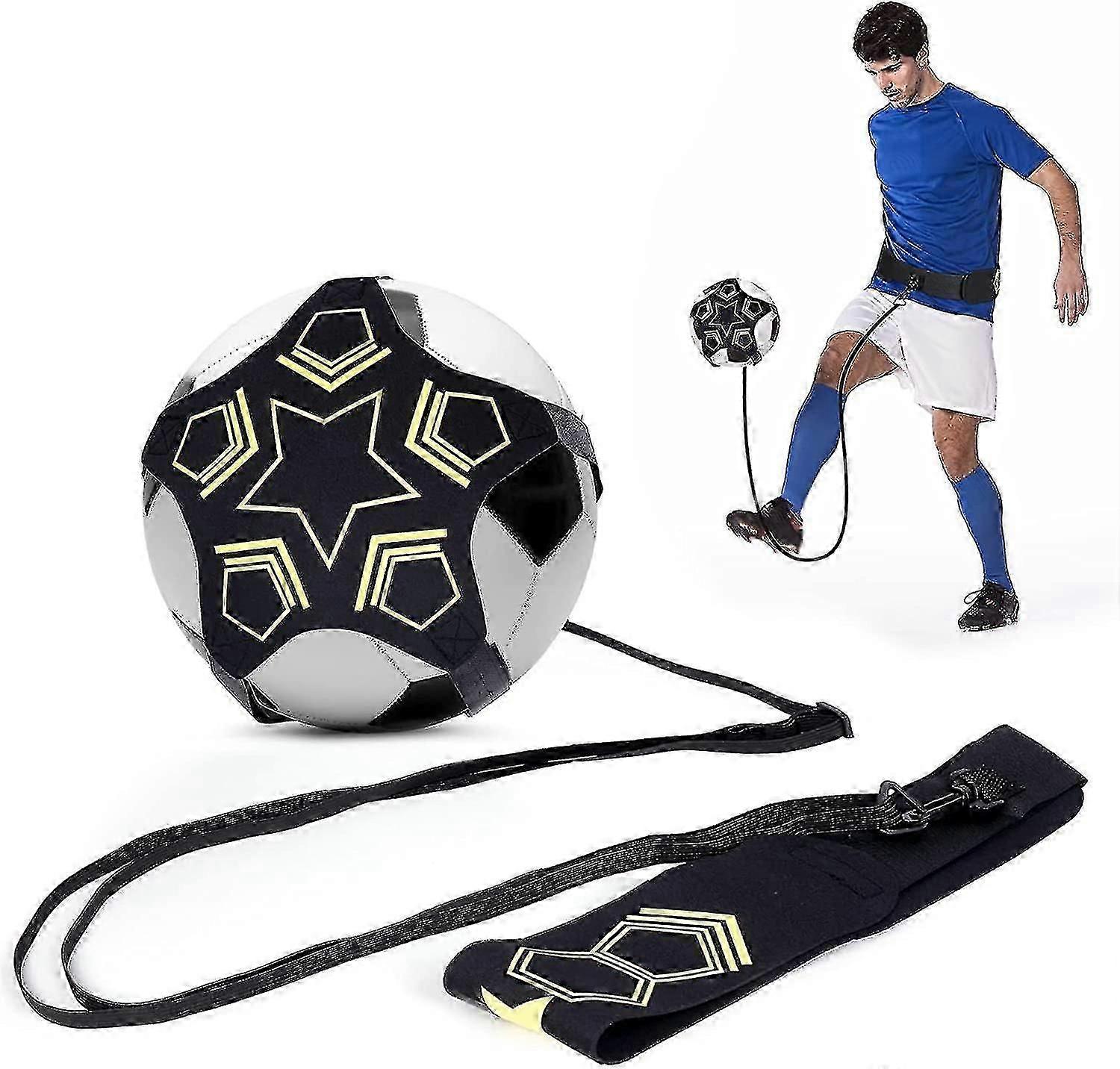 Zk-soccer Kick Trainer 单人训练器,5 爪布足球排球橄榄球训练器,适合儿童和成人初学者的可调节腰带,适合 3, 4, 5 个球