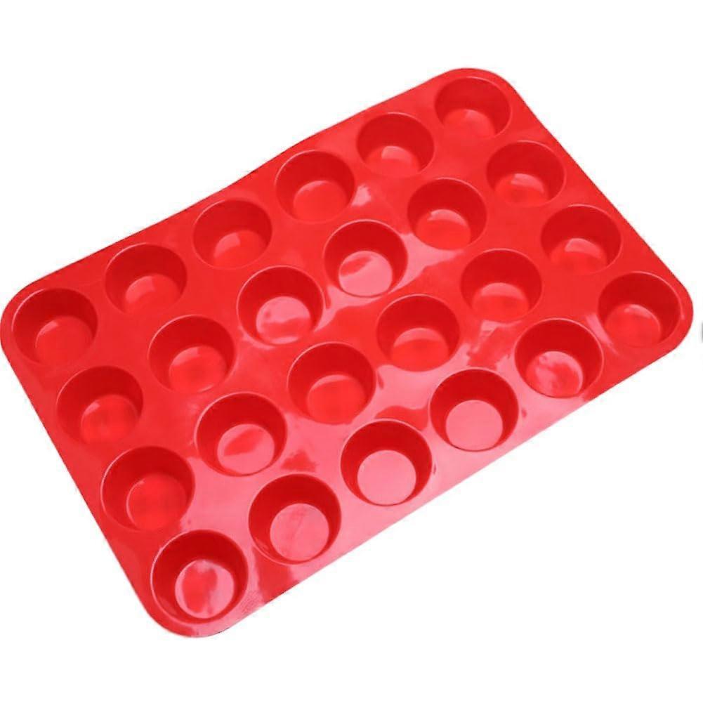 Mini Silicone Muffin Tray 24-Cavity, Non-Stick, 33.5 x 22.5 cm, Red For Muffins, Biscuits And Soap