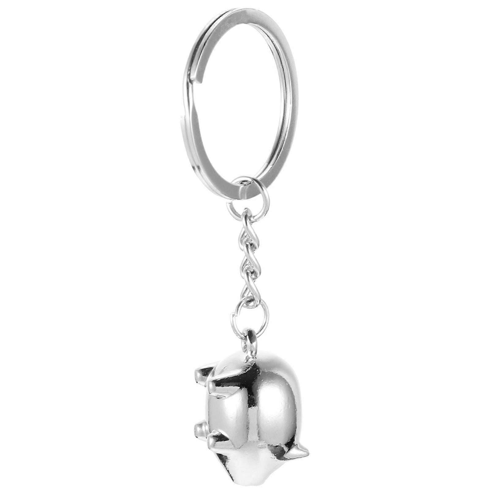 Pig Shape Keychain Silver Car Keyring Bag Decoration Accessory 1Pcs