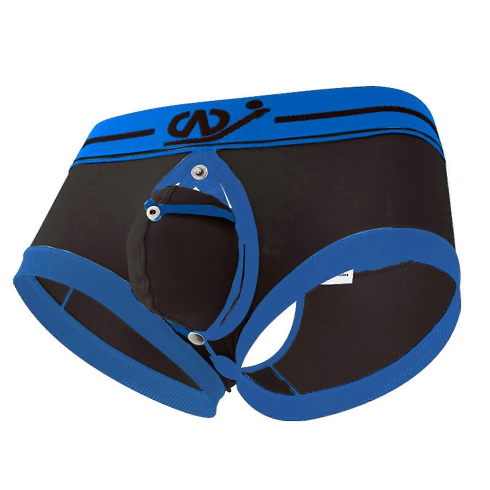 Men's Open Boxer Shorts with Removable Bulge Pouch Black XL