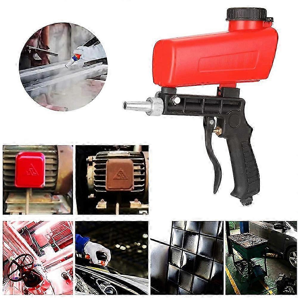 90psi Adjustable Pneumatic Sandblasting Gun Kit Portable Home Sandblasting Machine Gravity Handgun Rust Removal Device