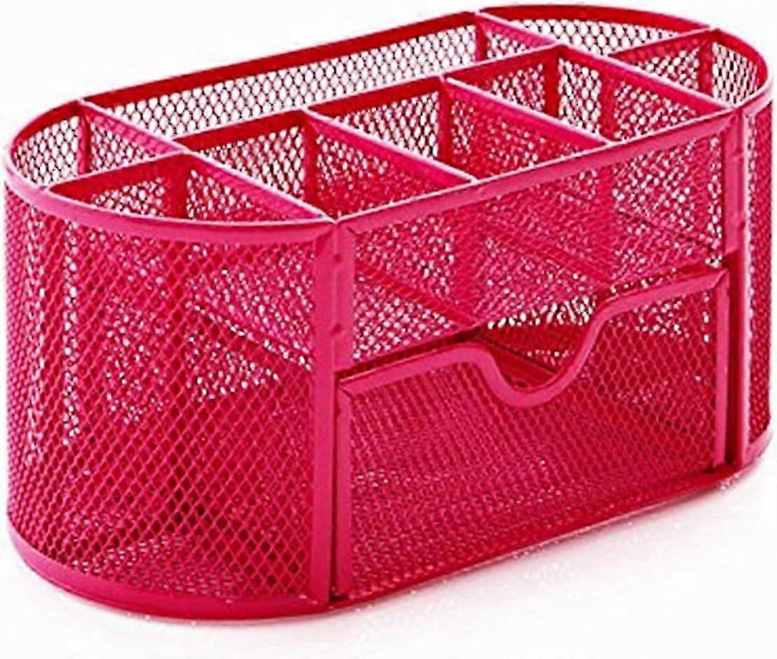 Space Saving Desk Tidy Multi-Functional Metal Wire Mesh 9 Compartment Organizer Caddy with Large Drawer