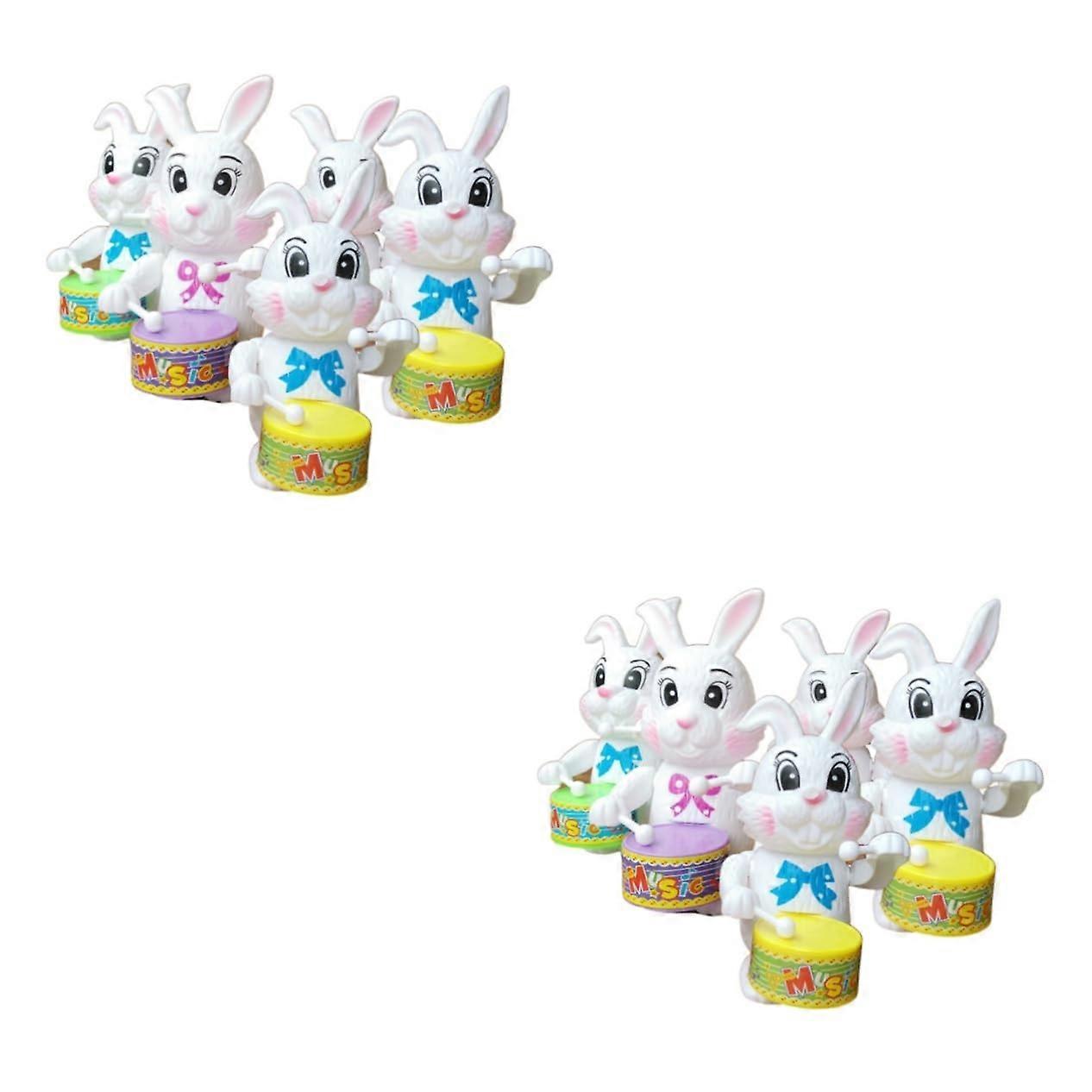 Wind Up Dolls Pack of 10 Rabbit Animal Toy Sets for Kids, Mechanical Clock Movement, Colorful Juguets Playtime Toys