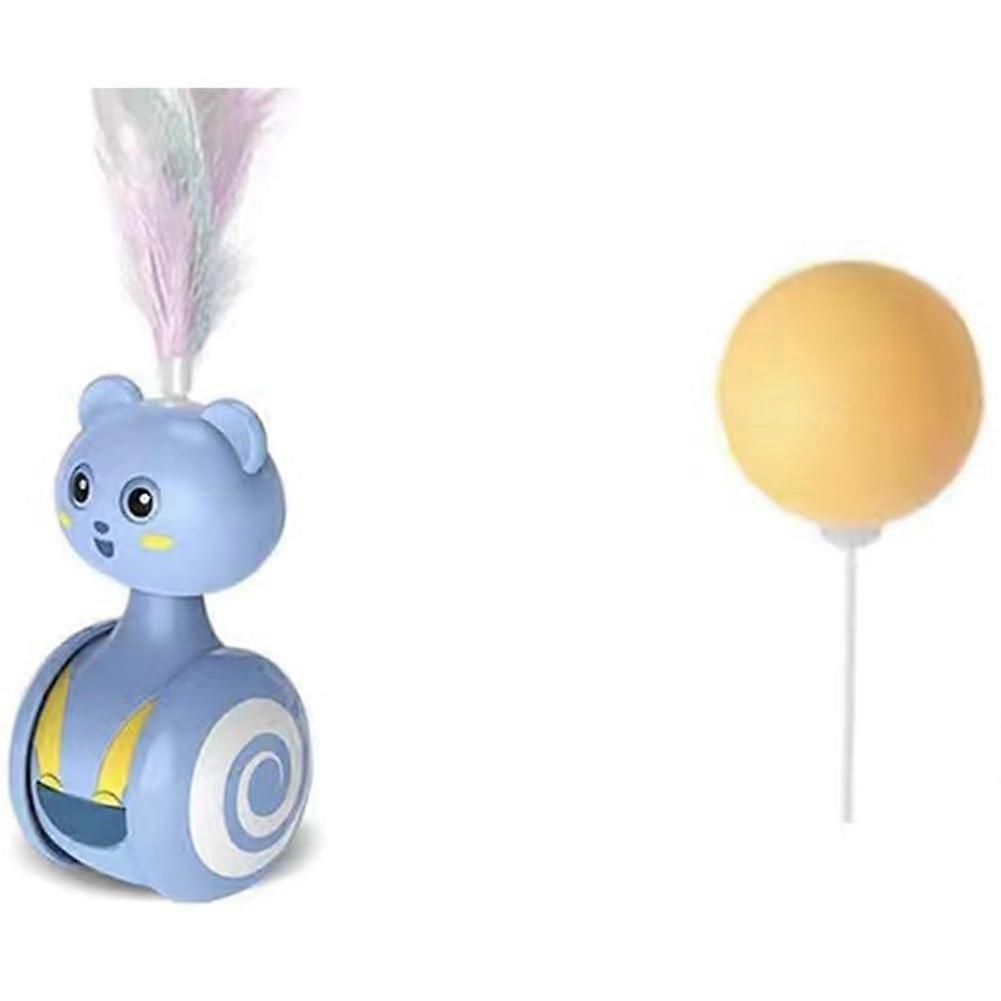 Cat toy, Tumbler rocking toy for cats, Fun balance car, Interactive kitten toy with badminton, Cat toy, Blue