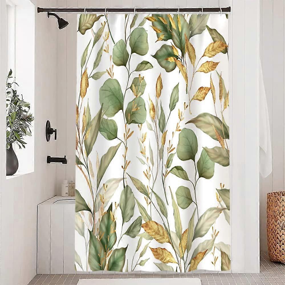 Leaf shower curtain, mildew-proof and waterproof polyester fabric