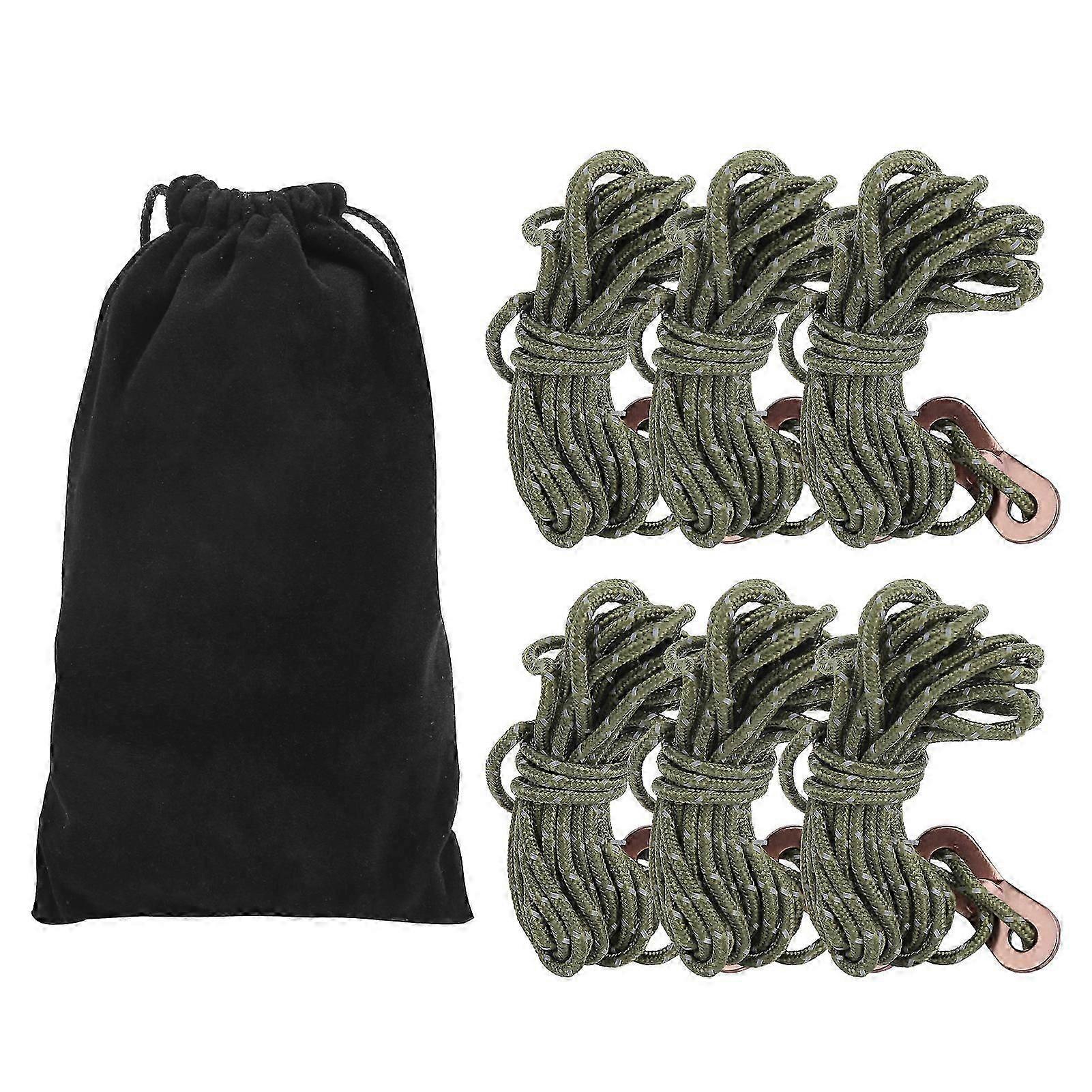 6Pcs Reflective Tent Ropes with Aluminum Buckle for Camping Hiking