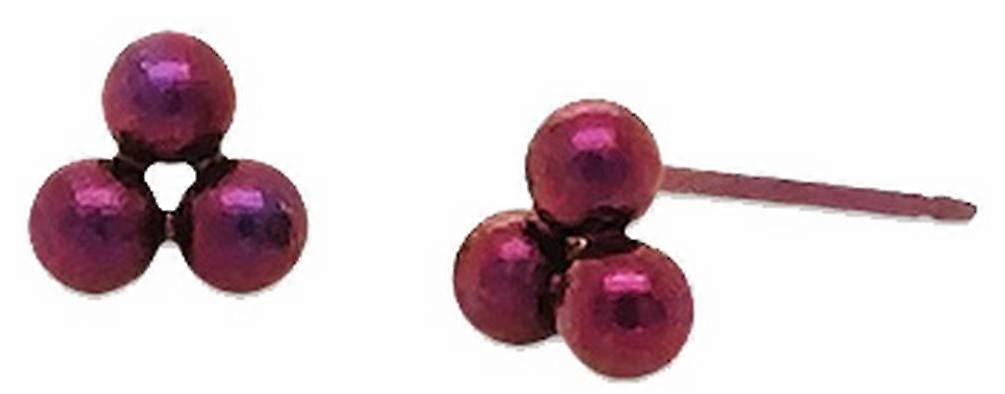 Ti2 Titanium Small Triple Bead Stud Earrings - Brown