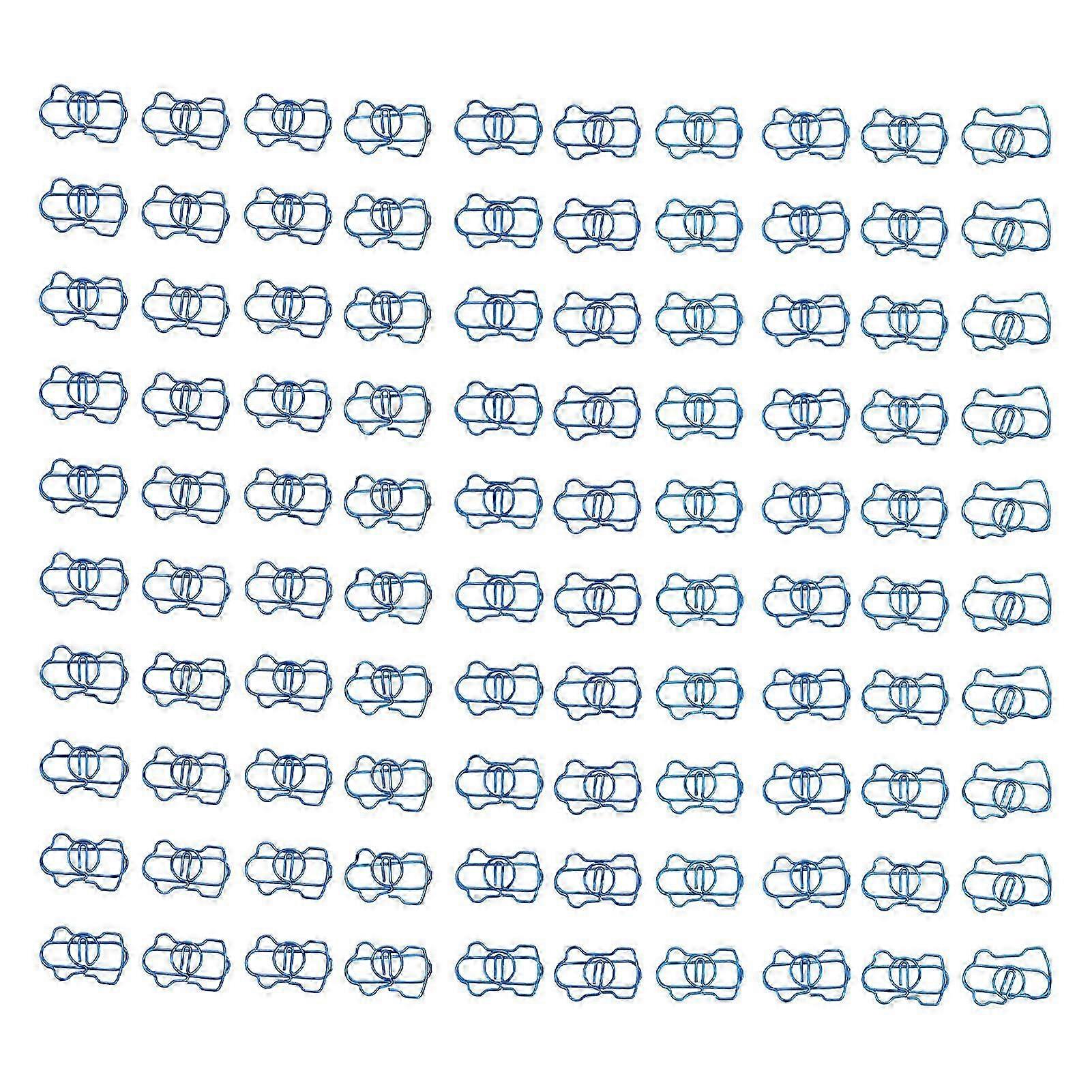 100PCS Multifunctional Metal Paper Clips with Electroplating Process, Cute and Fun Design, Blue