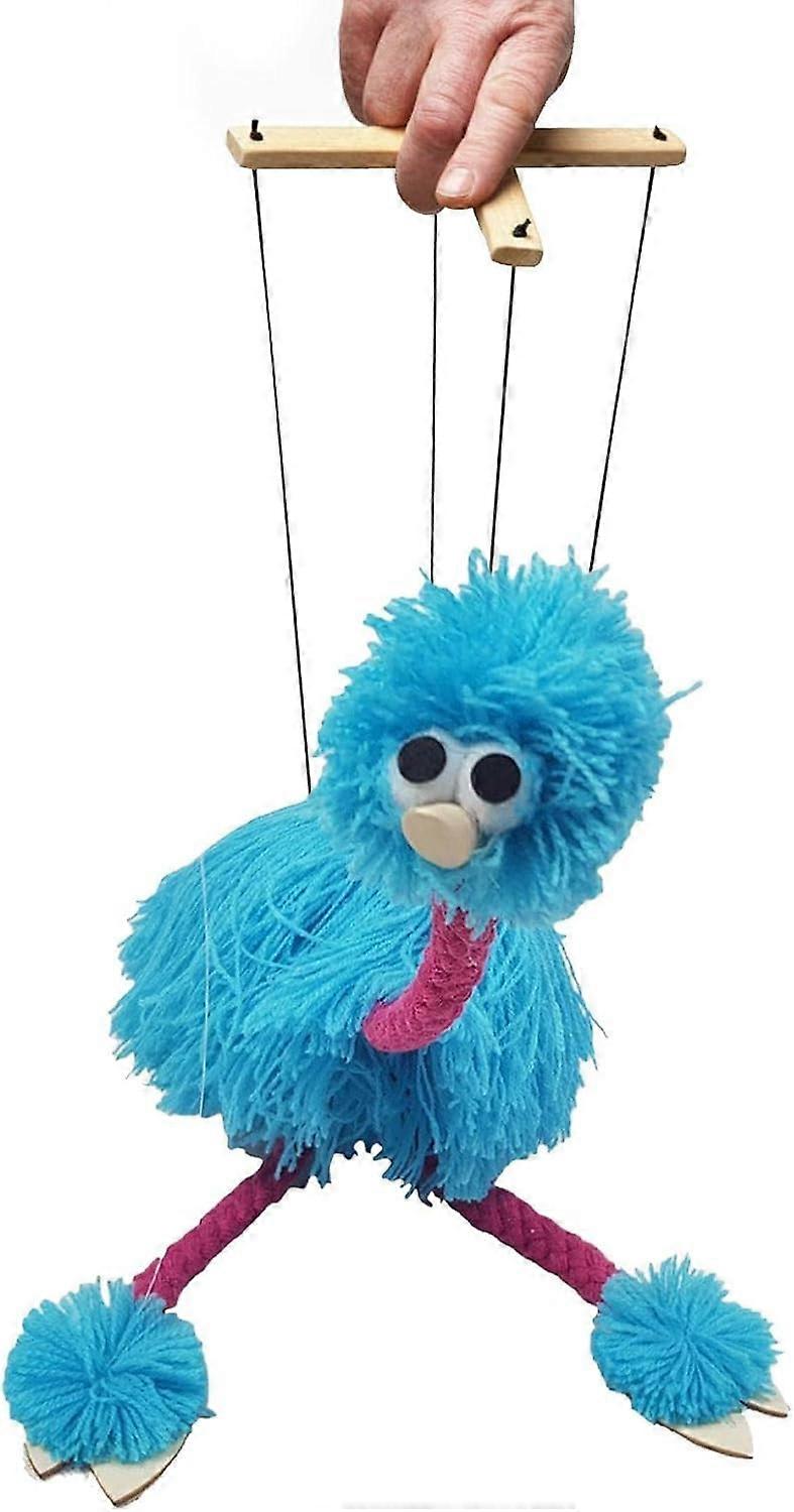 AURA Puppet On Strings, Handmade Ostrich Marionette Puppets , Parent Child Interactive Educational Props For Children Kids , Blue