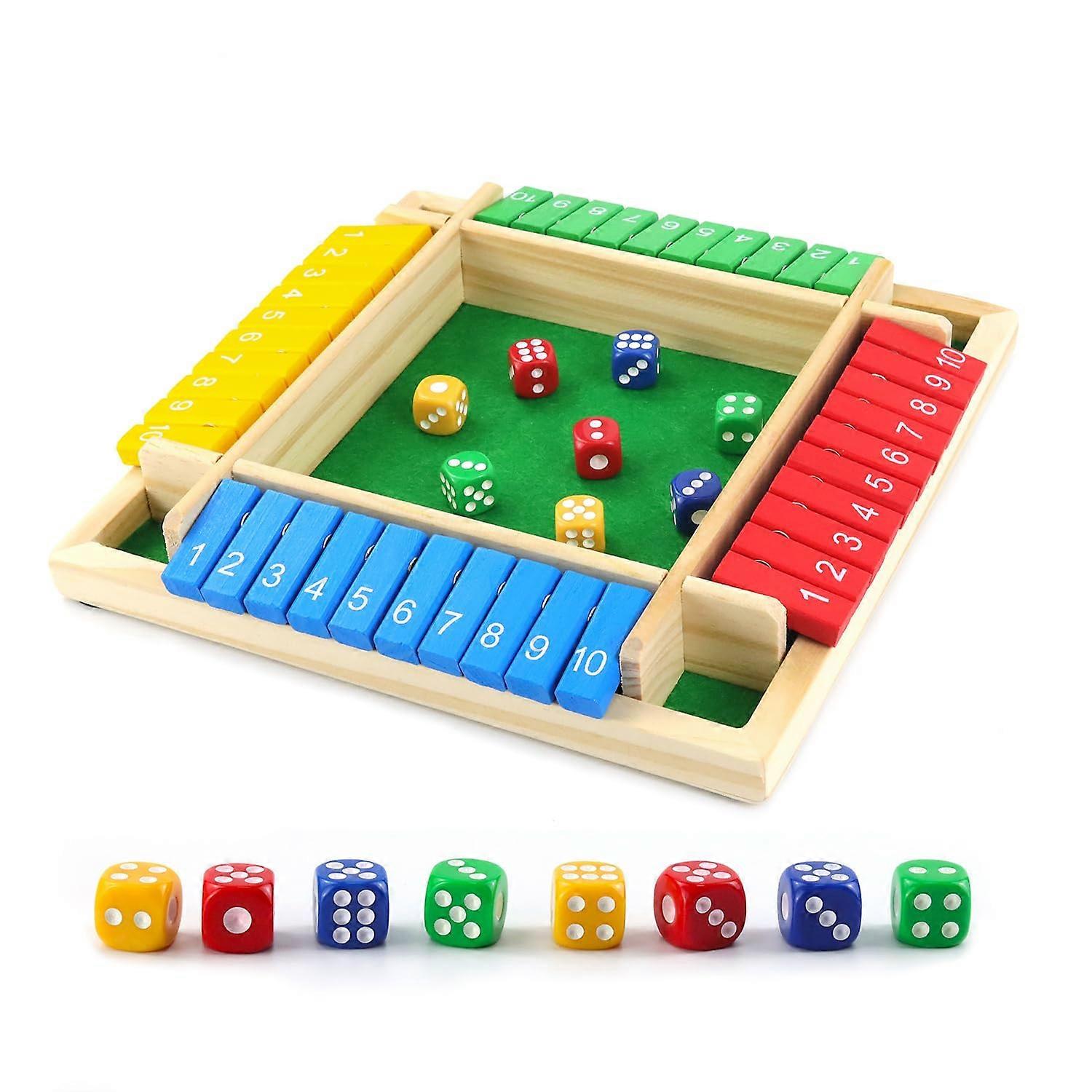 Shut The Box Game, 24 Player Wooden Board Game, Classic Family Tabletop Game