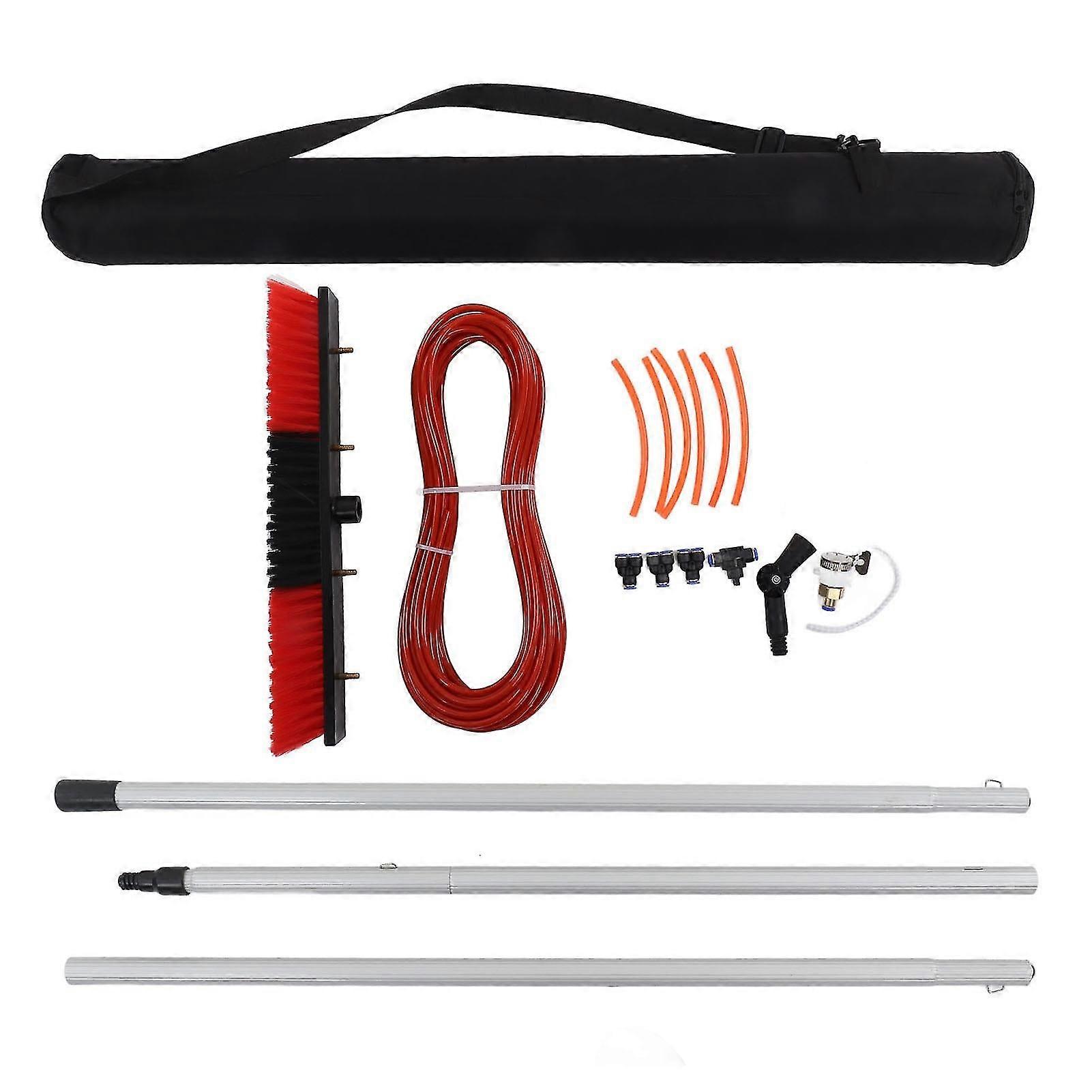 Water Fed Brush Spray Washer Titanium Alloy Easy To Use Water Fed Pole Kit For Cleaning Window Solar Panels 3m Pole With 50cm Water Brush