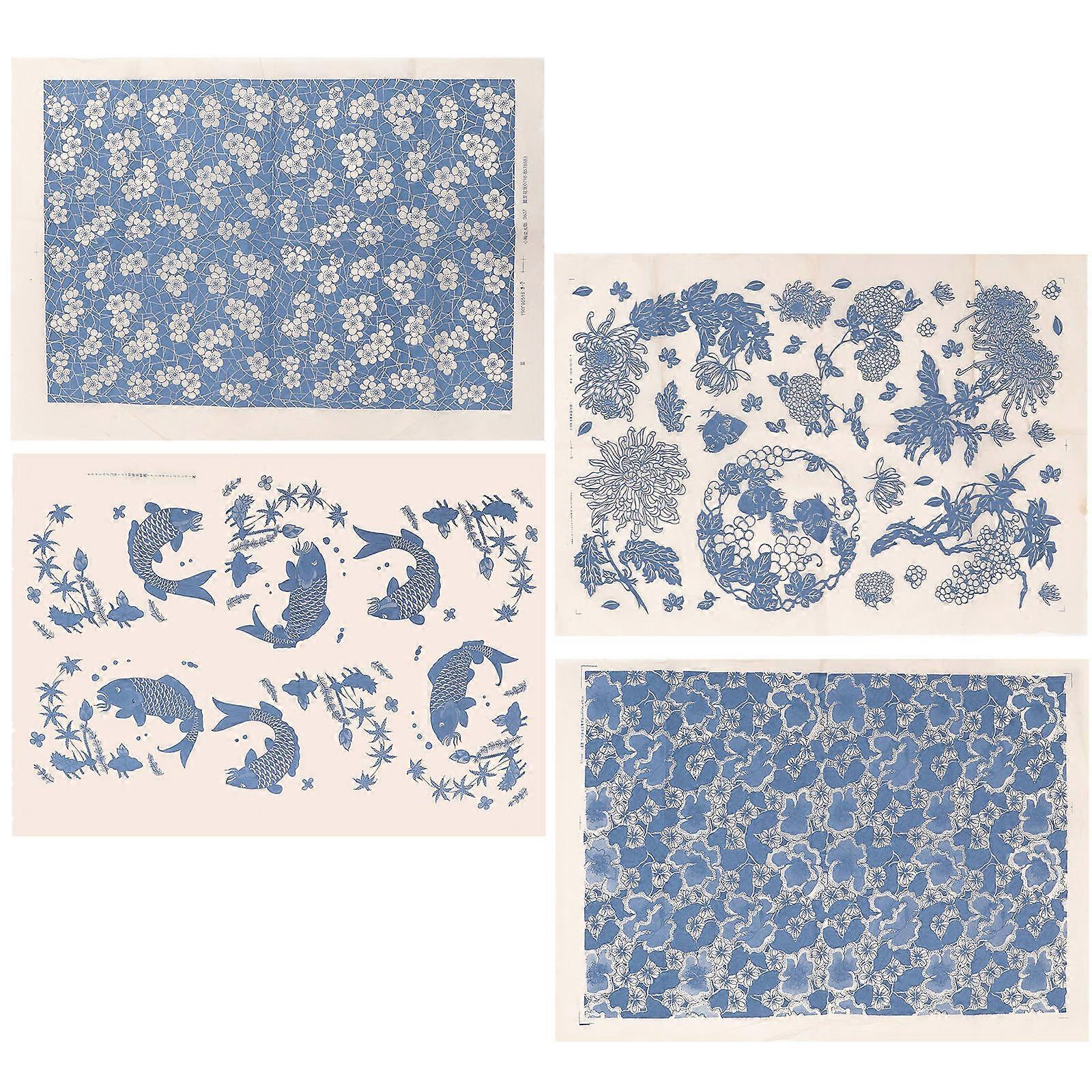4 Sheets Clay Underglaze Decal Paper, Durable Pottery Transfer for Decorative Projects, Safe & Easy to Use at High Temperatures
