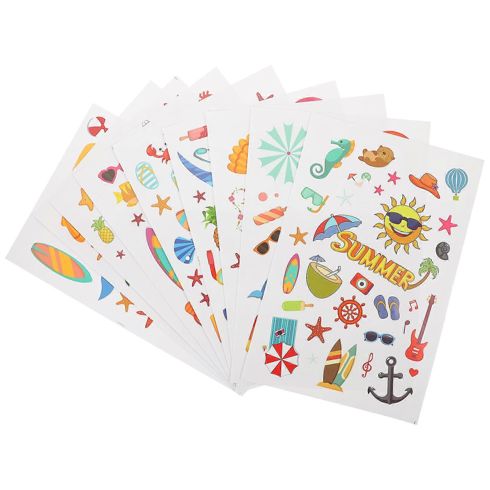 Decorative Window Cling Summer Theme Reusable No Residue Assorted Color 30X20X0.5CM 9 Sheets