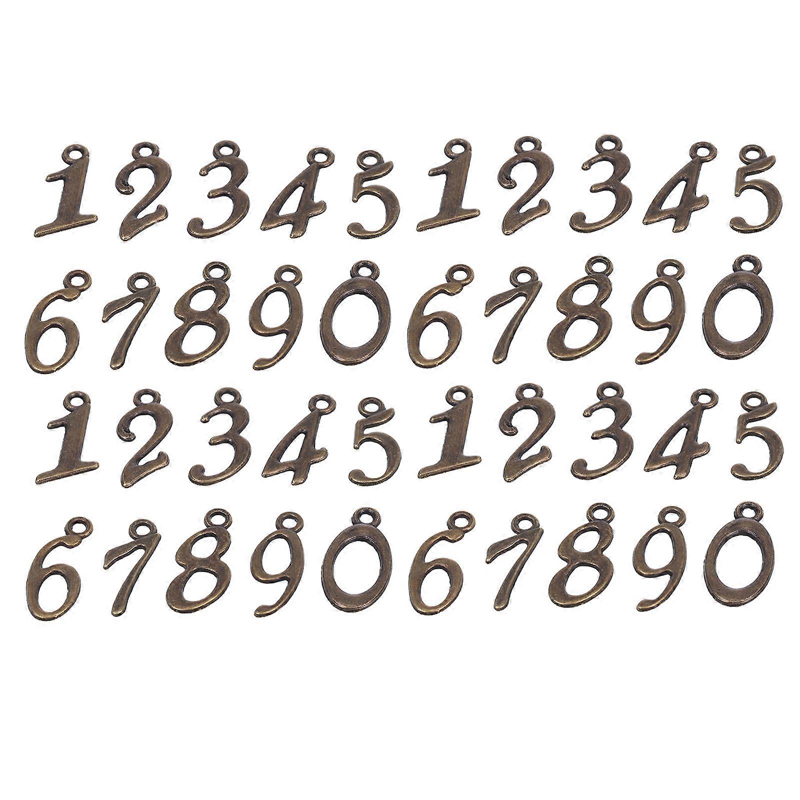 Numbers Metal Charm DIY Pendants For Handmade Jewelry Alloy Rectangular Retro Design 1.95x1.00x0.20cm 50Pcs