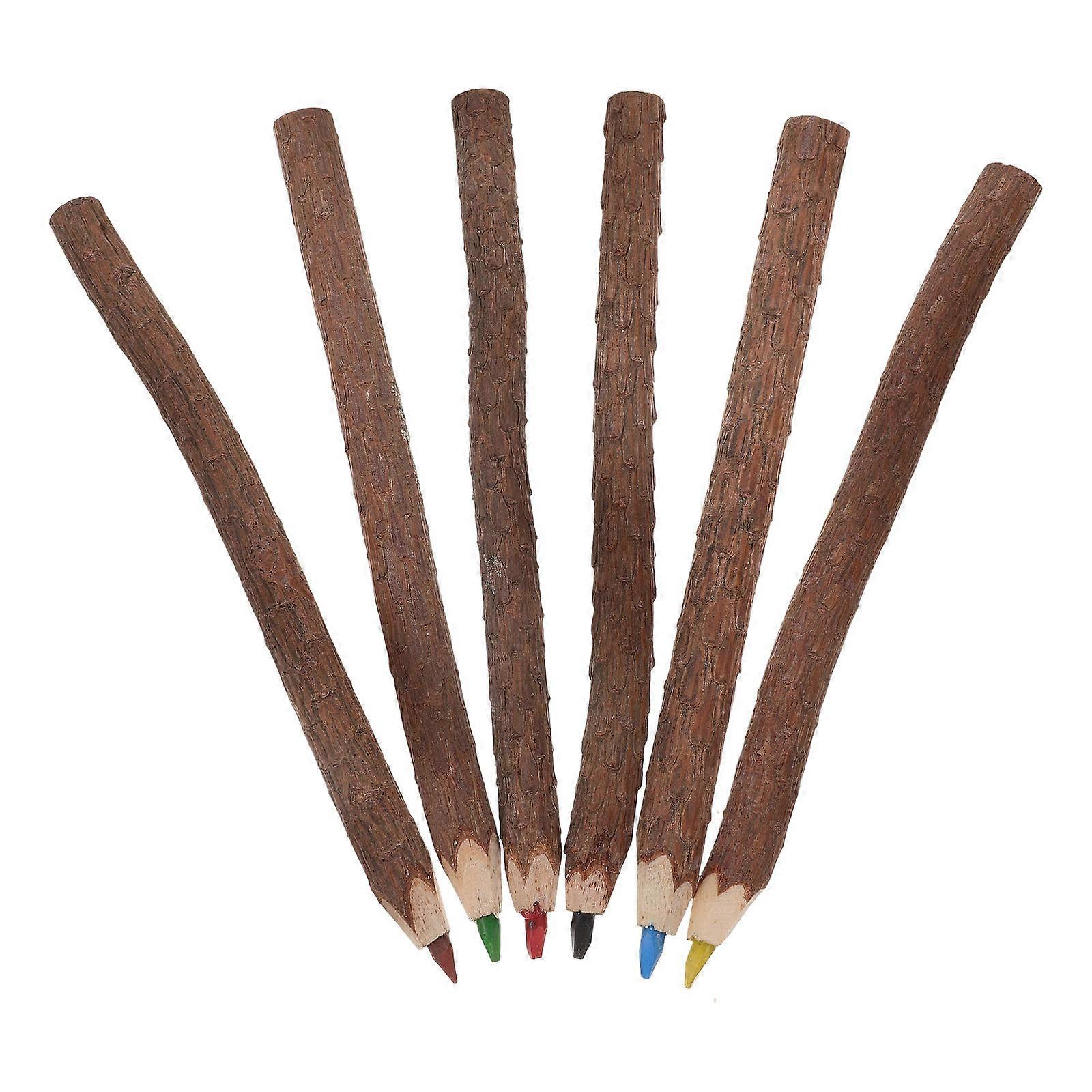 Twig Shape Colored Pencils For Kids And Adults Rustic Parties And Office Use 6Pcs