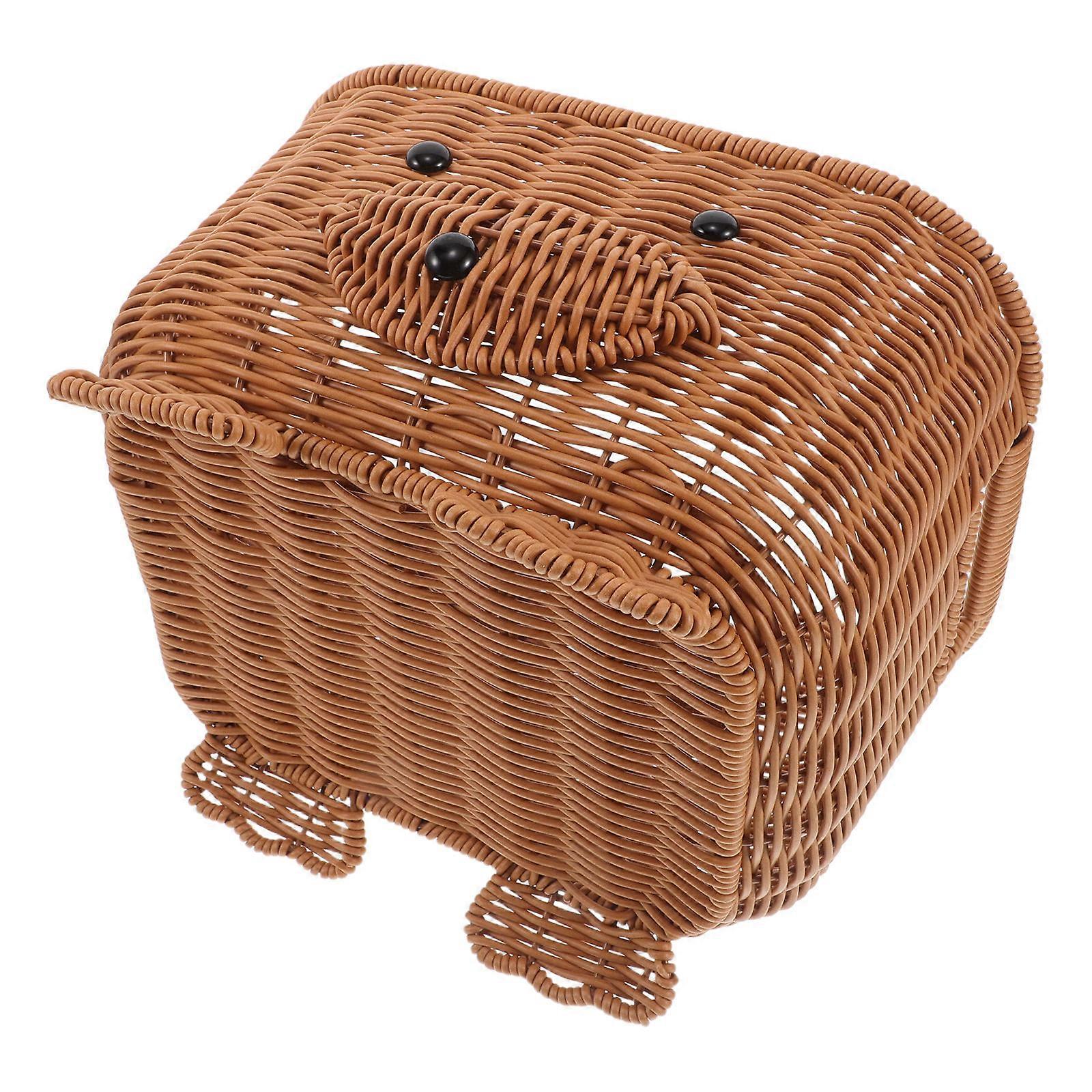 Handwoven Rattan Storage Basket with Cartoon Design – Spacious, Lightweight, Ideal for Snacks and Home Decor