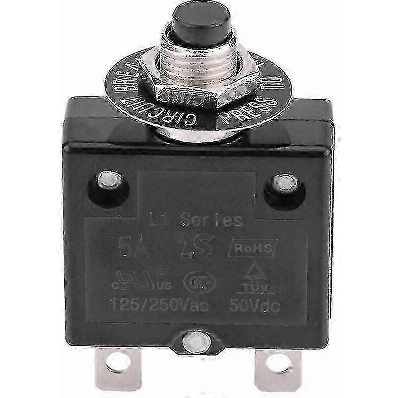 Circuit Breaker 5a 8a 10a 15a 18a 20a 30a Optional Reset Thermal Switch, 125-250v Ac 50v Dc Current Overload Protection Push Button Circuit Breaker(15