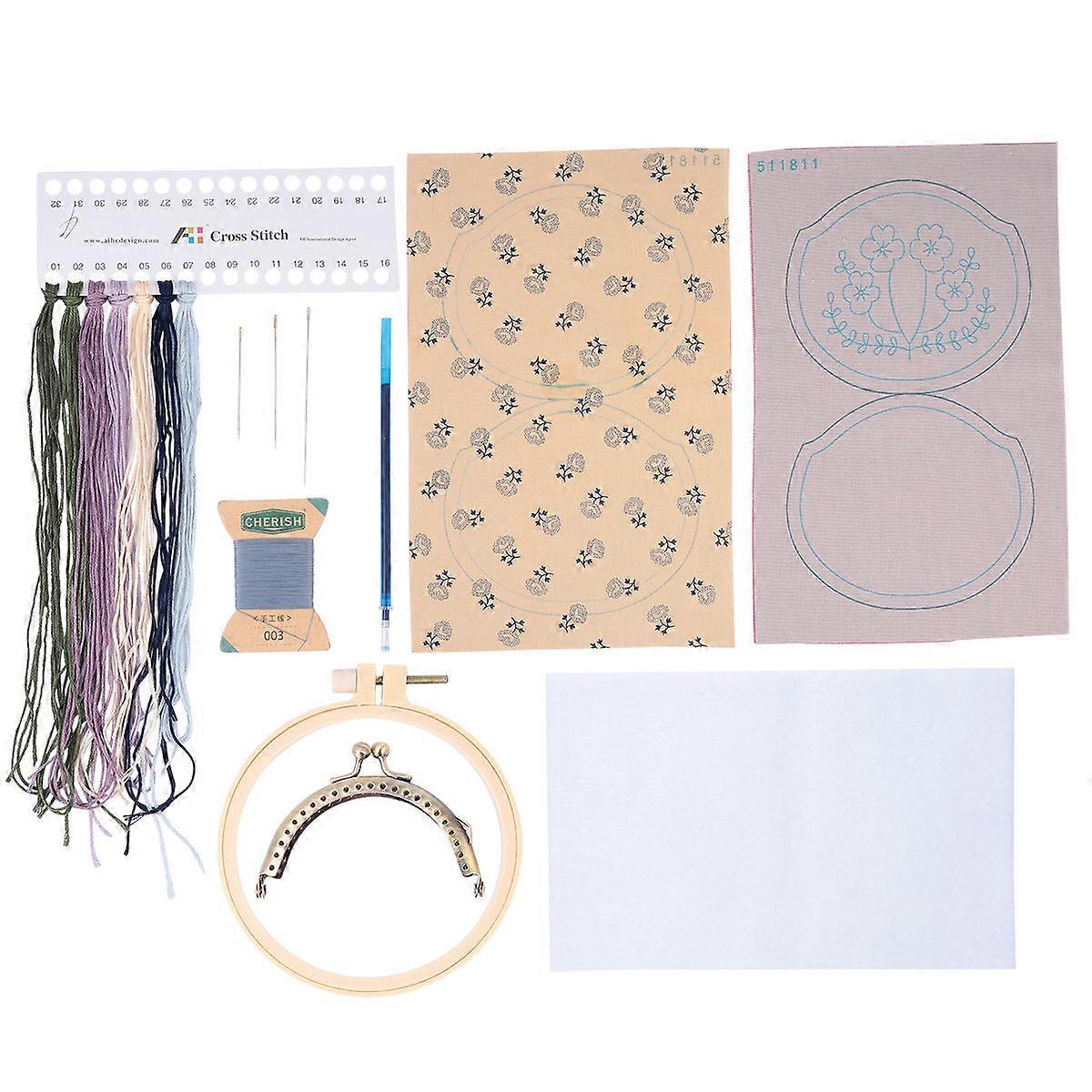 Creative Diy Purse Embroidered Coin Wallet Bag Frame 4.32X3.73X0.20inch Fabric 1Set