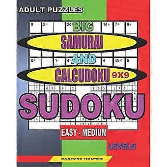 Pussel för vuxna. Big Samurai och Calcudoku 9x9 Sudoku. Lätt-Medium Nivåer : Mycket stort teckensnitt