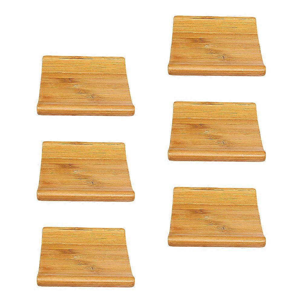 Bamboo Coasters Set of 6 Pieces Protects Tabletop from Heat Artistic Design for Home Use Assorted Color