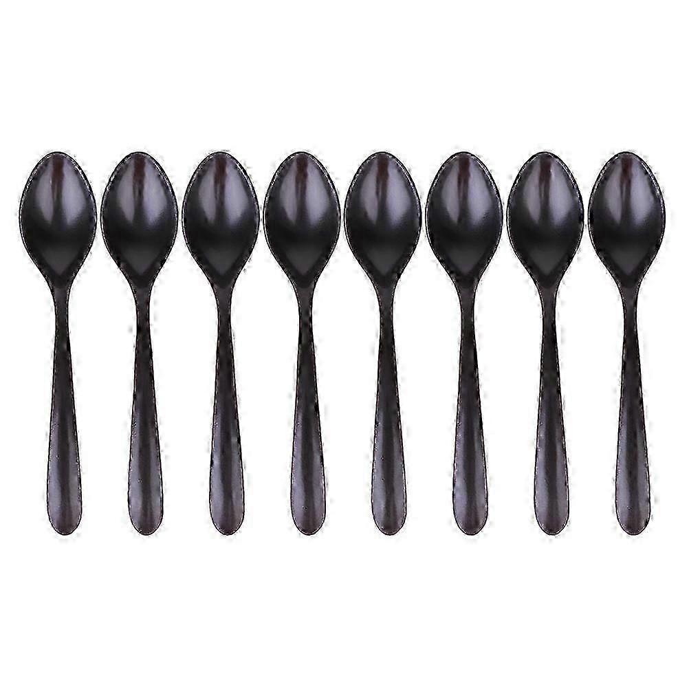Set of 8 Black Ceramic Ramen Spoons - Japanese Soup Spoons 18x3.7x2 cm for Ramen, Noodle, and Soup Lovers