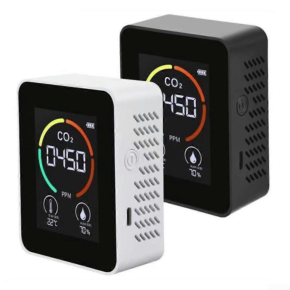 CO2 Monitor, 3-In-1 Carbon Dioxide Detector, Portable Air Quality Monitor With Temperature and Humidity, White