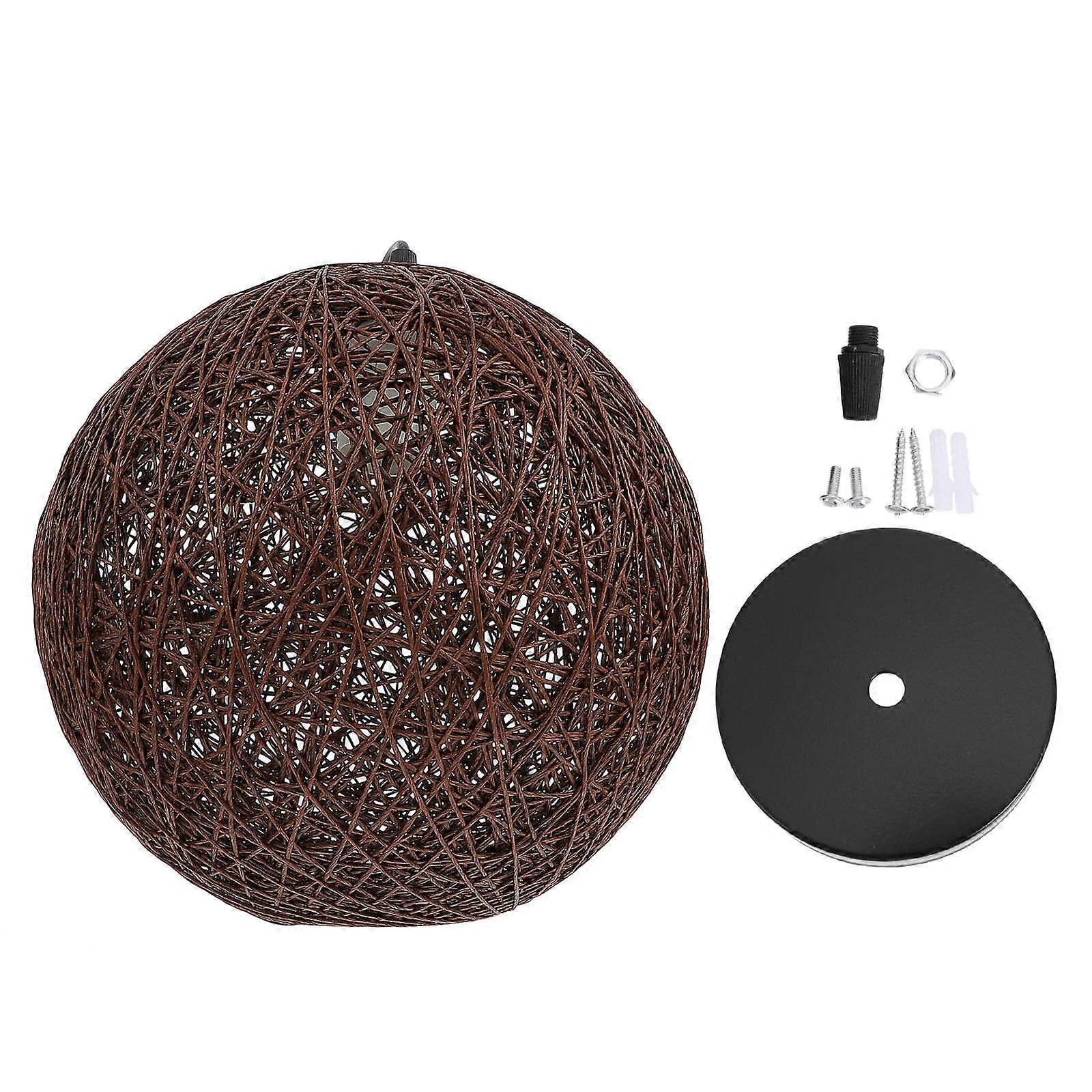 Coffee Synthetic Rattan Art Lampshade for Decor with Woven Design and Rustic Style 1pc