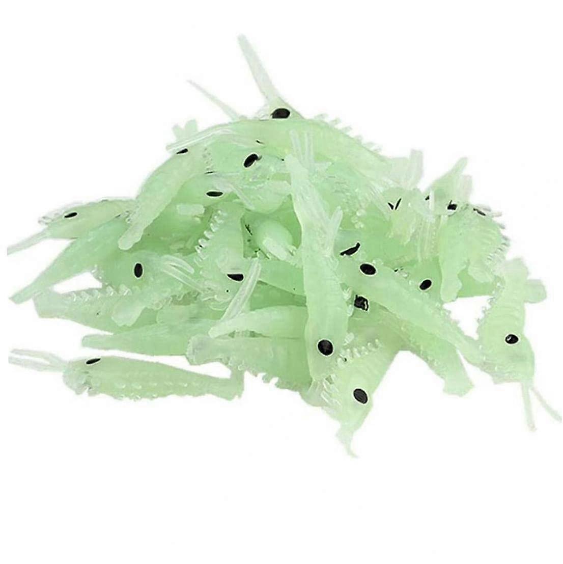 Luminous Shrimp Bait Rigs Crappie Fishing Lure Glow Soft Bait Worms 50-Piece Set Glow Color