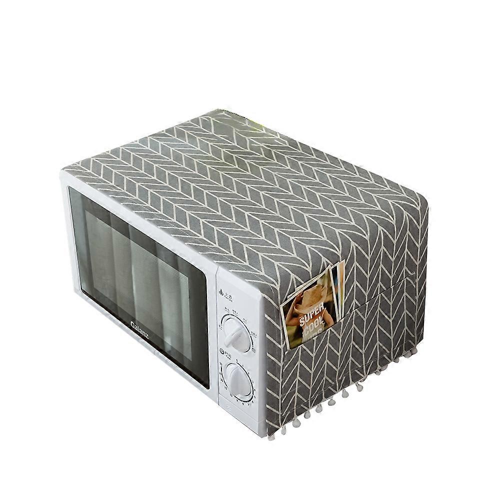 Appliance Cover Vintage Style Microwave Oven Cover for Household Use Gray Pattern 90x30cm Reduce Dampness Impact 1Pcs