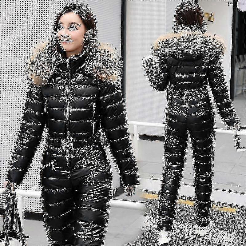 Glanzend zilver goud uit één stuk skipak vrouwen