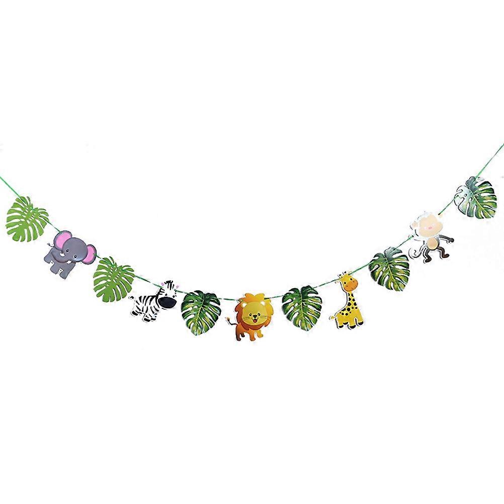 Multi Color Palm Leaf and Animal Banner on Ivory Board for Party Decorations Garland Ornaments 4