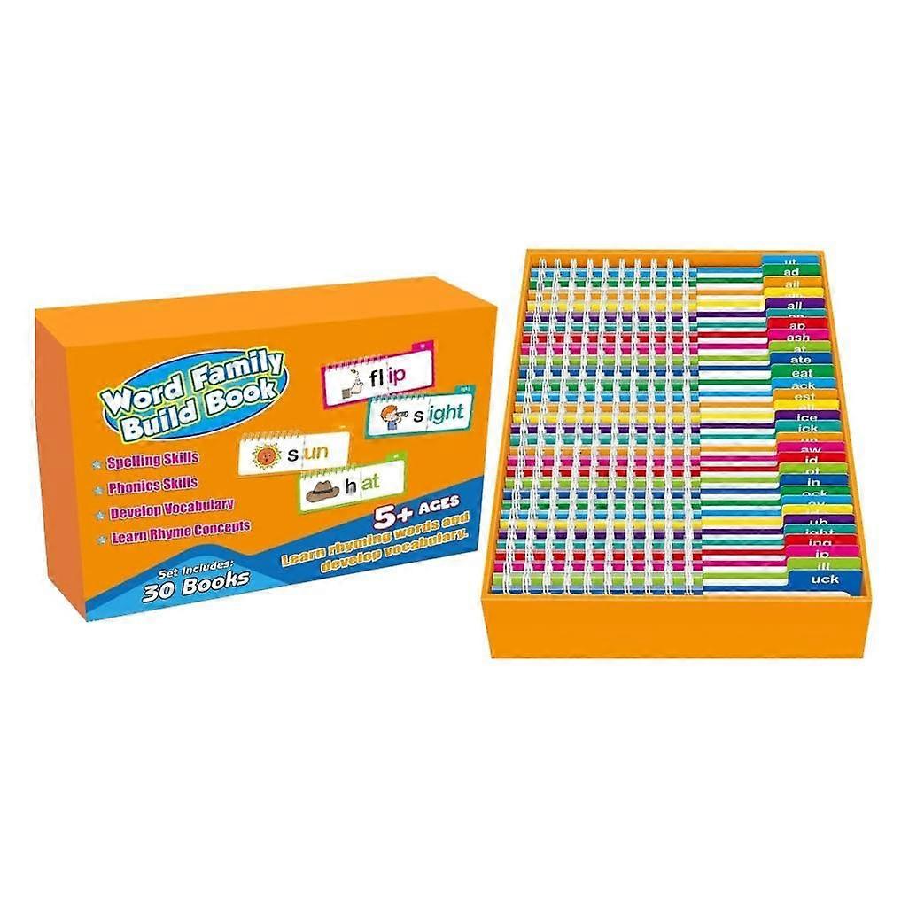 30 Read and Rhyme Flip Books, Word Family Flash Cards, Learn to Read Phonics
