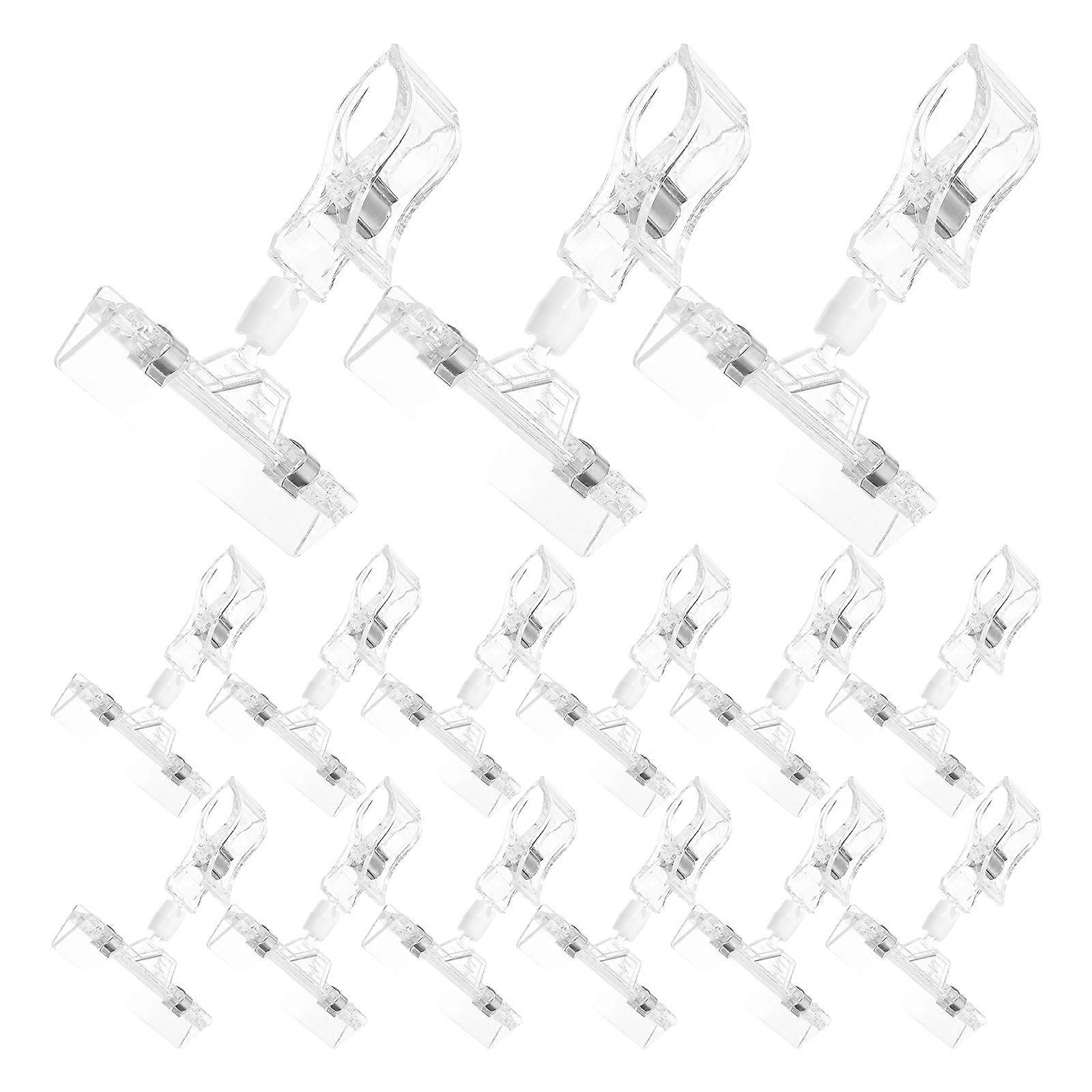 Transparent Plastic Price List Holders for Display Use 20 Pieces Adjustable for Shelves and Racks