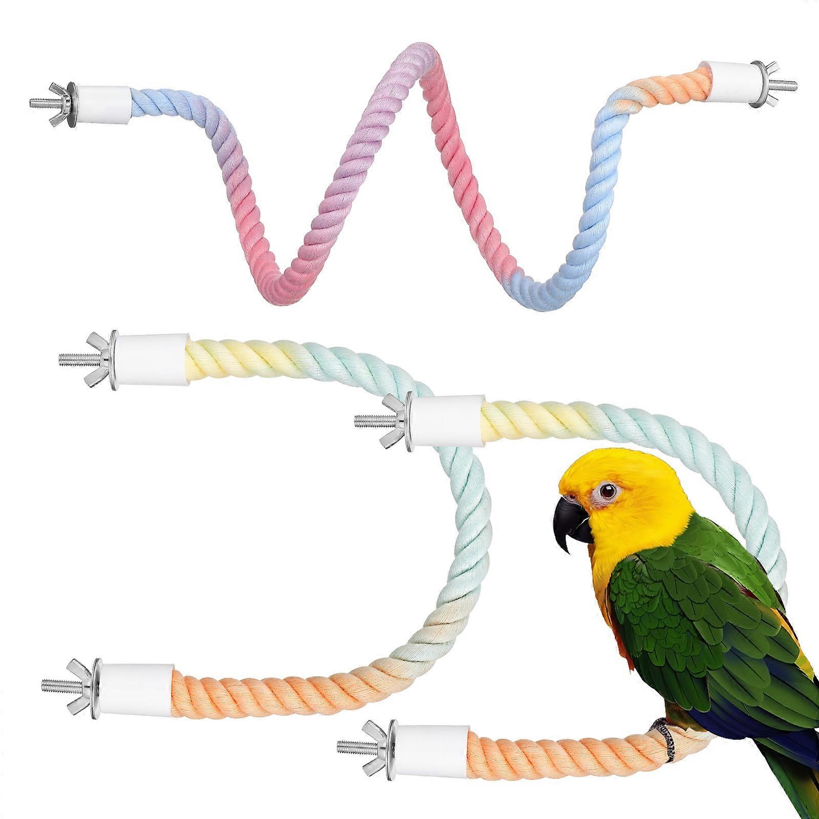 Bird Swing Rope Parrot Climbing Rope Multi-Colored 80Cm X 0.5Cm X 0.5Cm For Exercise And Entertainment 3 Pcs