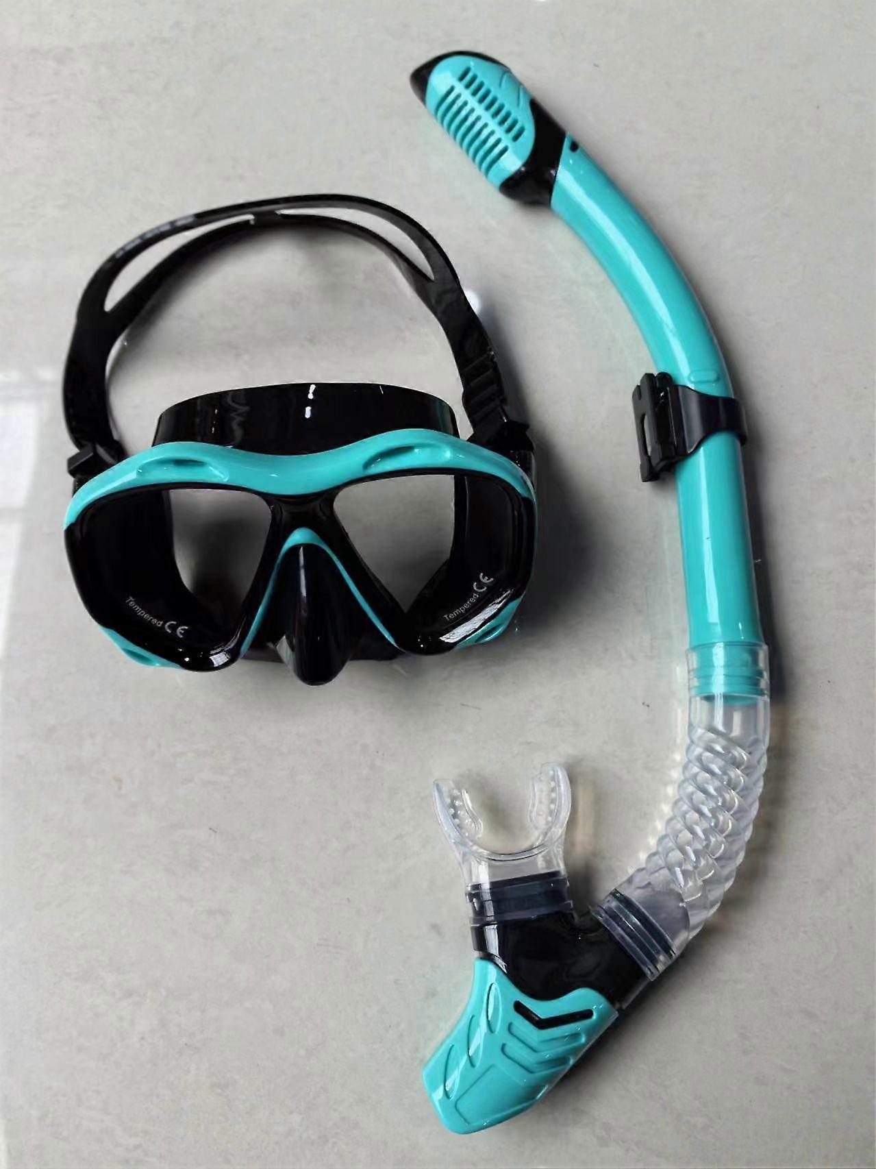 Snorkel Set for Adults with Anti-Fog Scuba Diving Mask and Dry Snorkel Tempered Glass Lenses Diving Mask Prevent Strong Ultraviolet Rays Professional