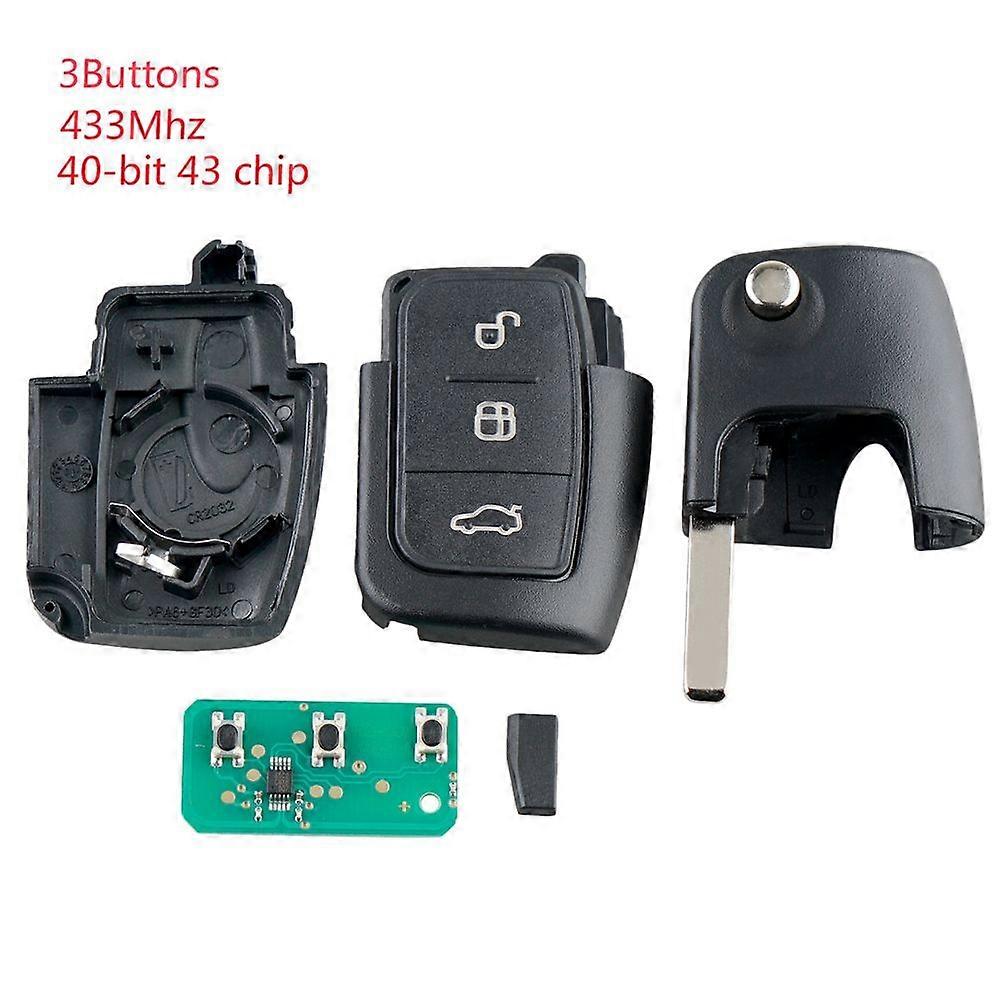 Car Smart Remote Key 3 Buttons Fit For Focus Fiesta 2013 Fob Case 433Mhz