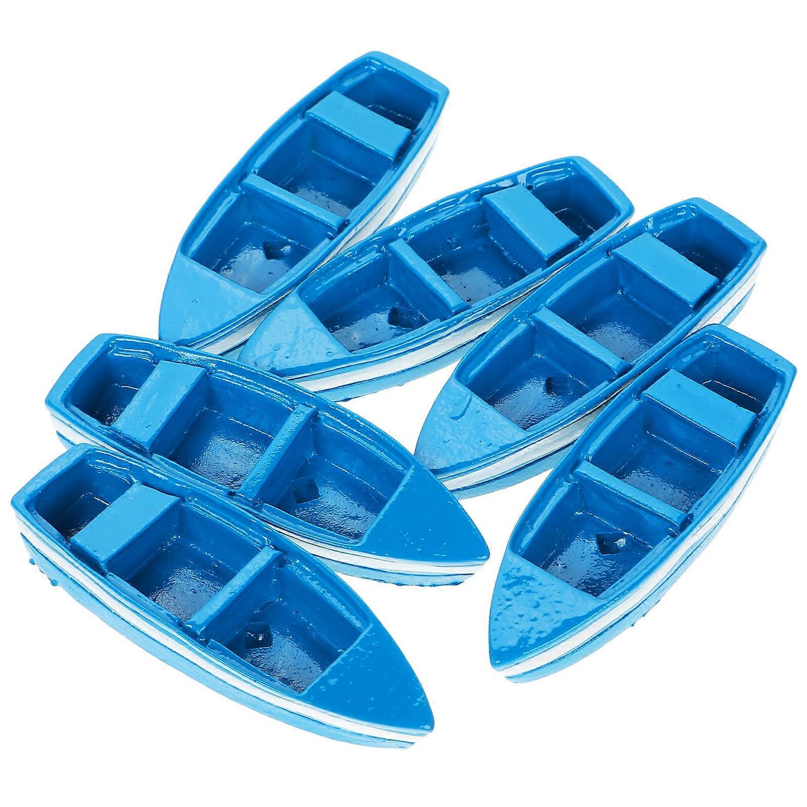 Sandbox Beach Side Decors Mini Boat Decors Beach Sandbox Decor Miniature Boat Shape 6.00X2.00X1.00CM 6Pcs