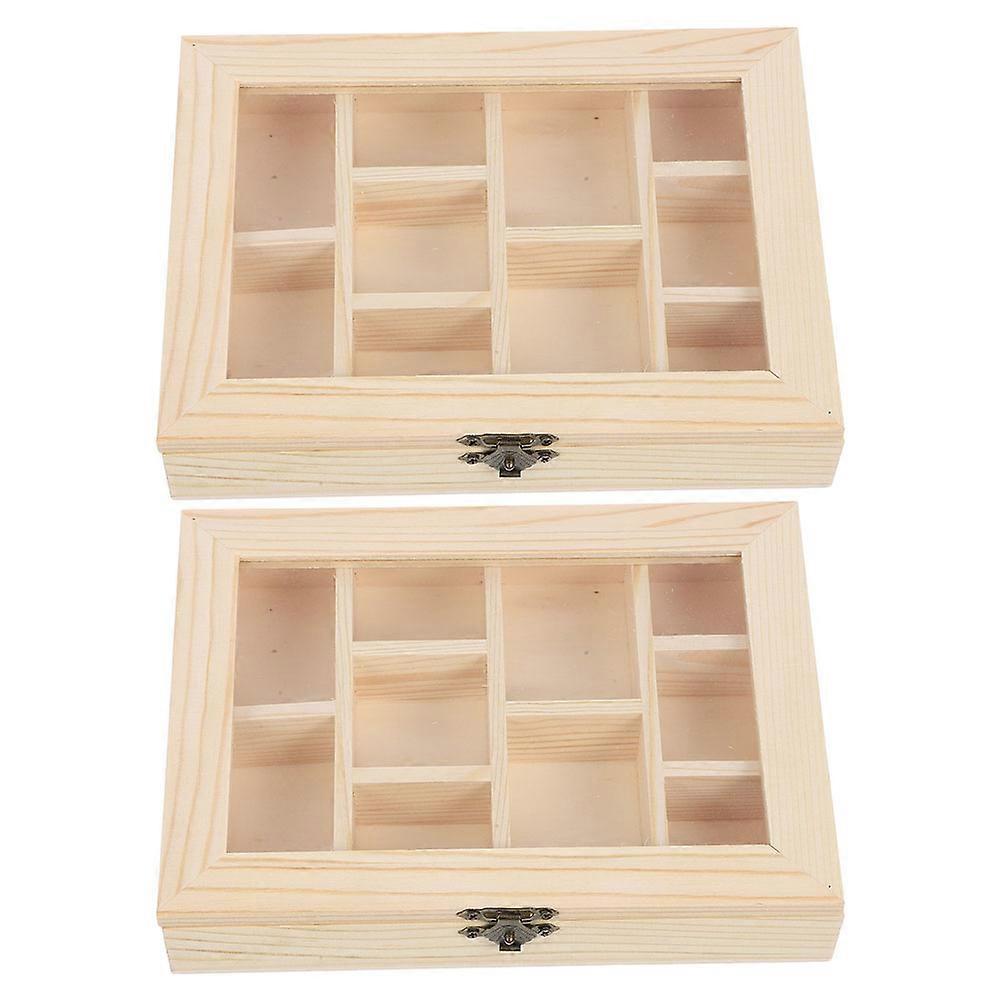 Here's a well structured and informative product description for the **"2pcs DIY Unpainted Wooden Jewelry Storage Box with Transparent Lid"**: