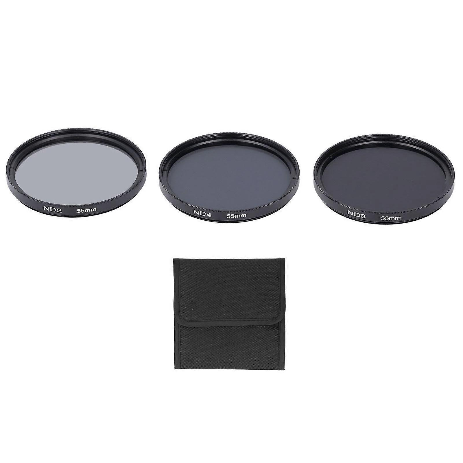 Set de filtres ND HD Revêtement multicouche Anti surexposition Anti Lumière diffusée Anti Scratch ND2 ND4 ND8 Filtres pour accessoire de prise de vue 55mm