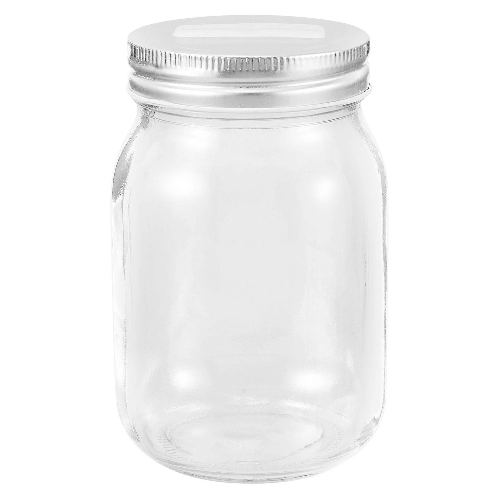Transparent Money Bank with Slotted Lid for Coin Saving Glass Change Box Clear Coin Storage Jar Unopenable Piggy Bank for for Kids Adults