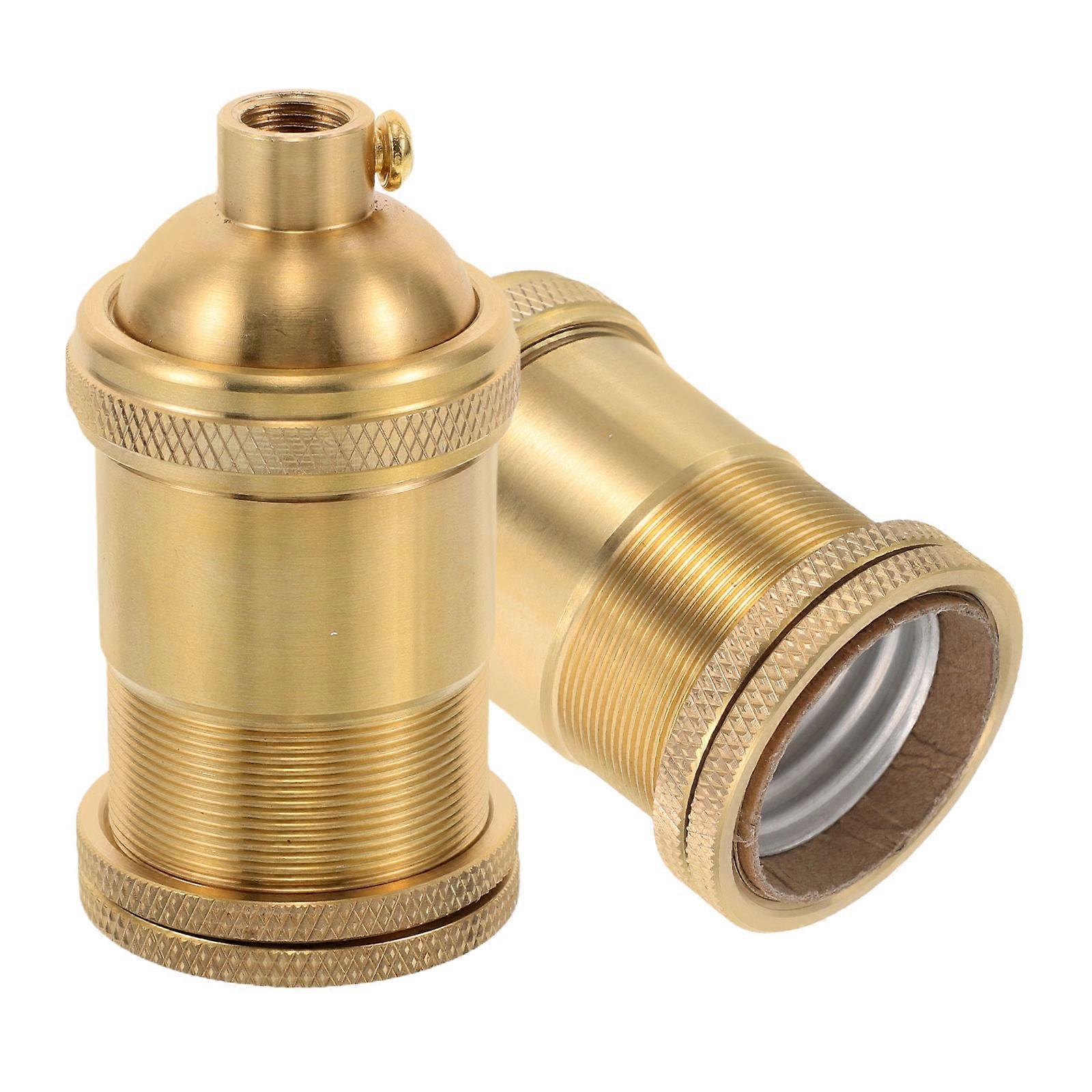 Golden Copper Pendant Light Base E27 Vintage Lamp Holder for DIY Lighting Projects and Repairs 2PCS