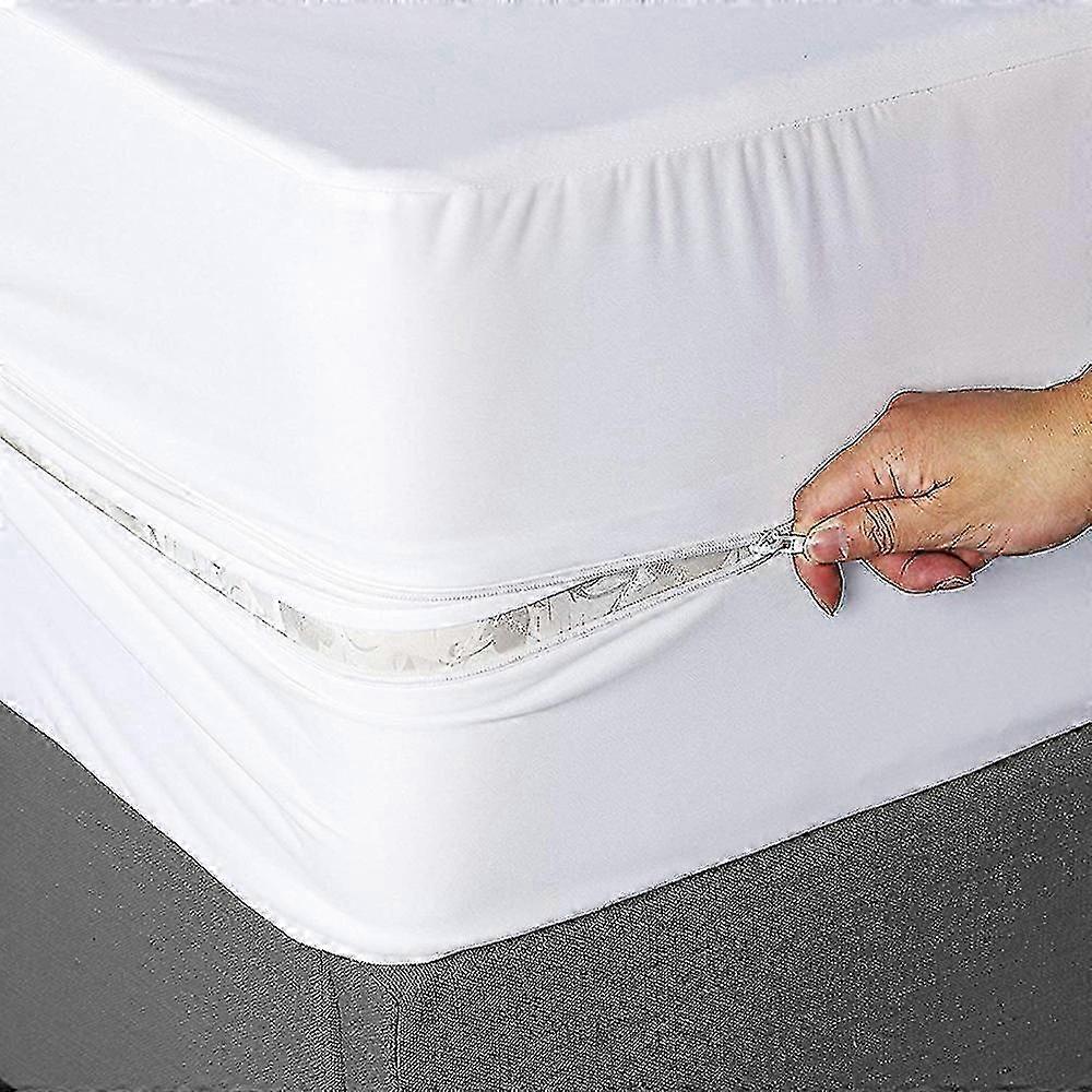 Fully Enclosed 6-Sided Mattress Protector with Zipper for Double Bed - Queen Size, Waterproof and Dustproof Cover