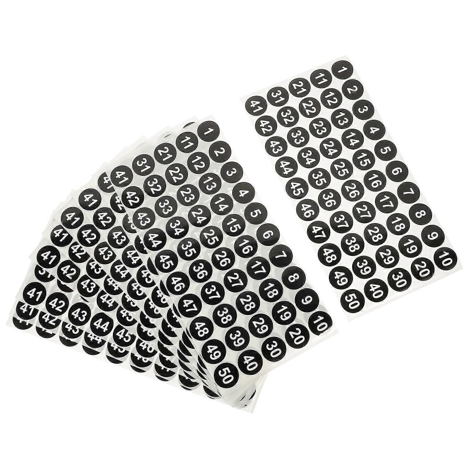 Wear-Resistant Round Number Classification Stickers 10 Sheets For Events Organization In Black