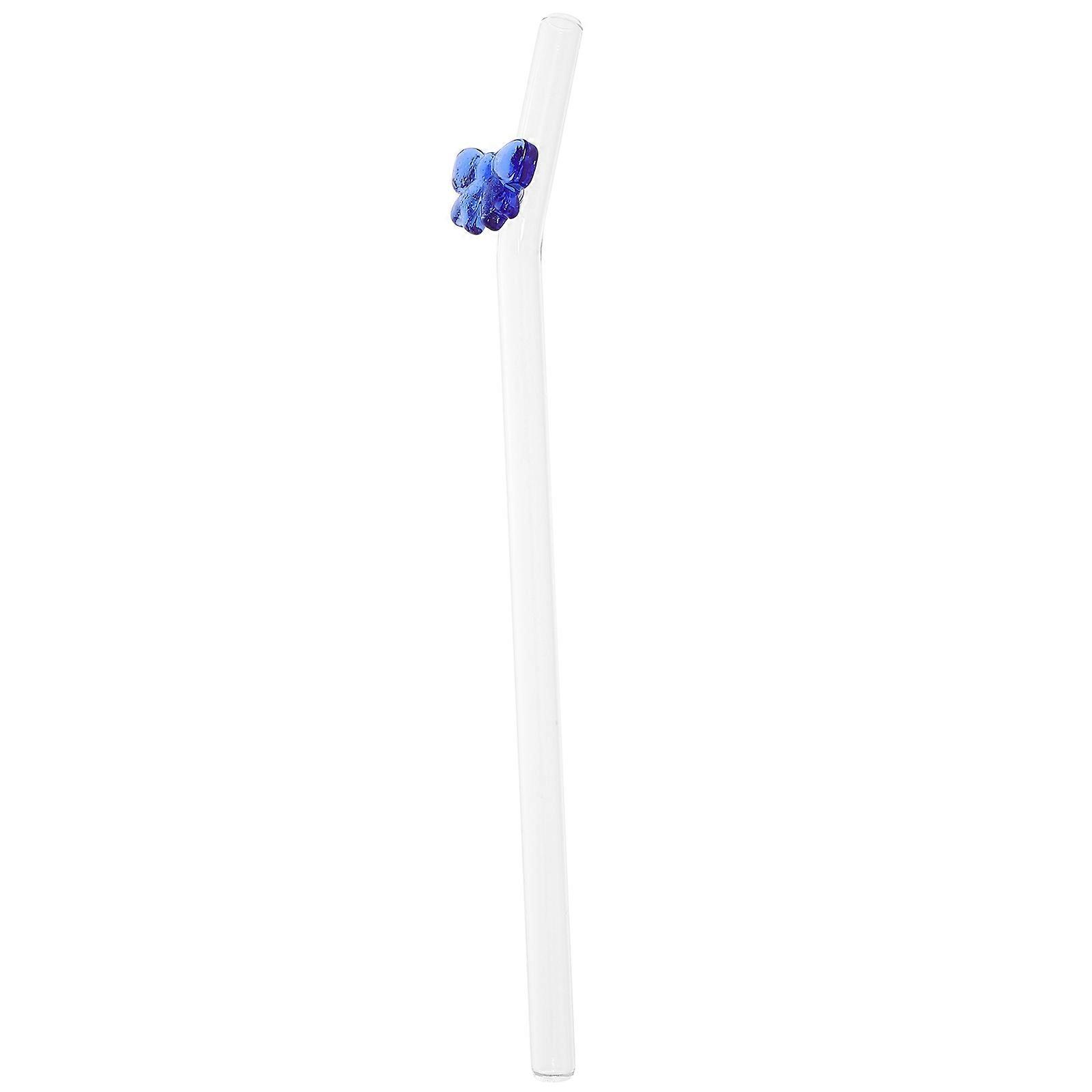 Clear Blue Glass Straw for Drinking Versatile Reusable Beverage Straw with Workmanship 8.5 inches