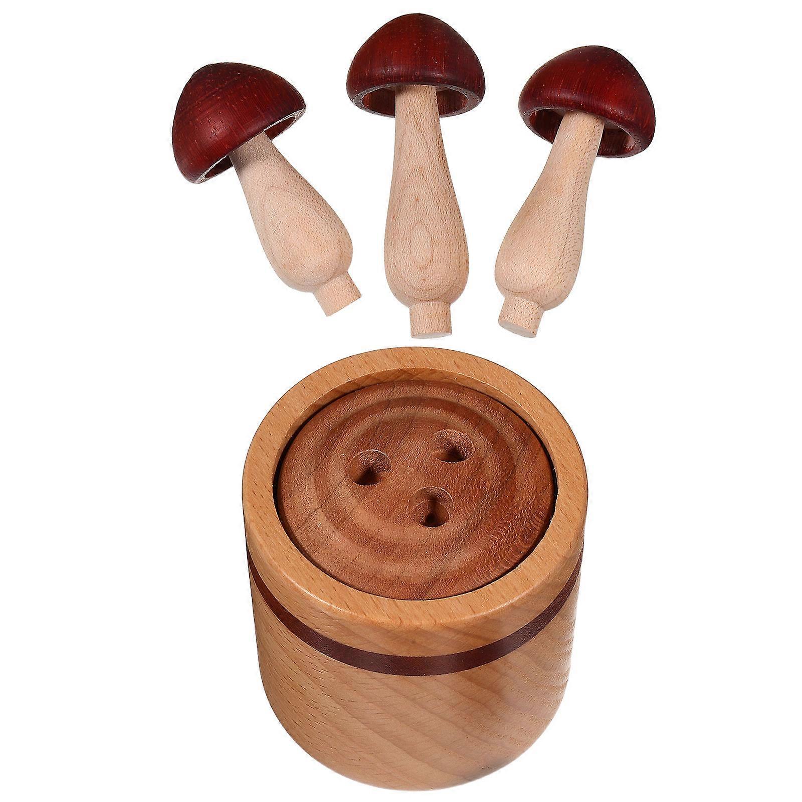 Wood Essential Car Diffuser Wooden Mushroom Aromatherapy For Home Office Use Light Brown 1Pcs