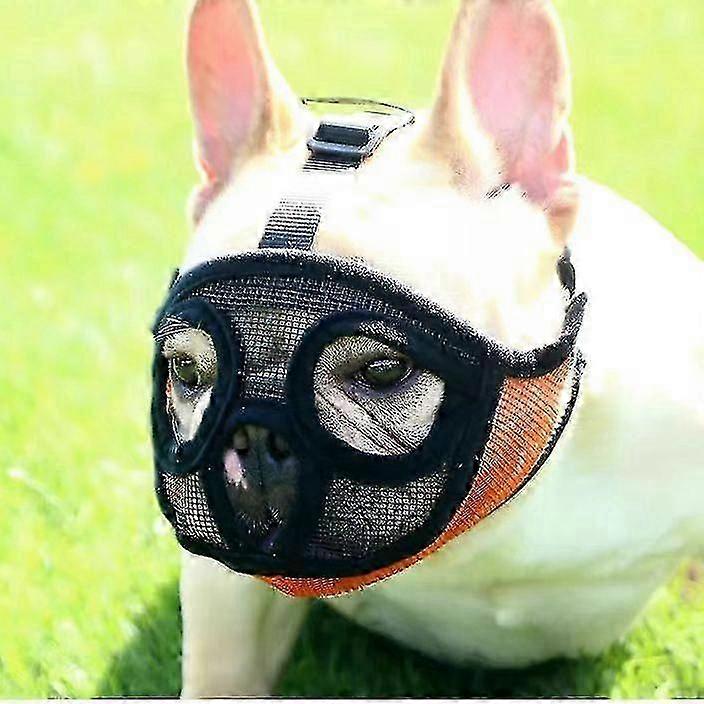 狗用短鼻子可调节透气网状口套,适用于英法斗牛犬防咬咬咀嚼